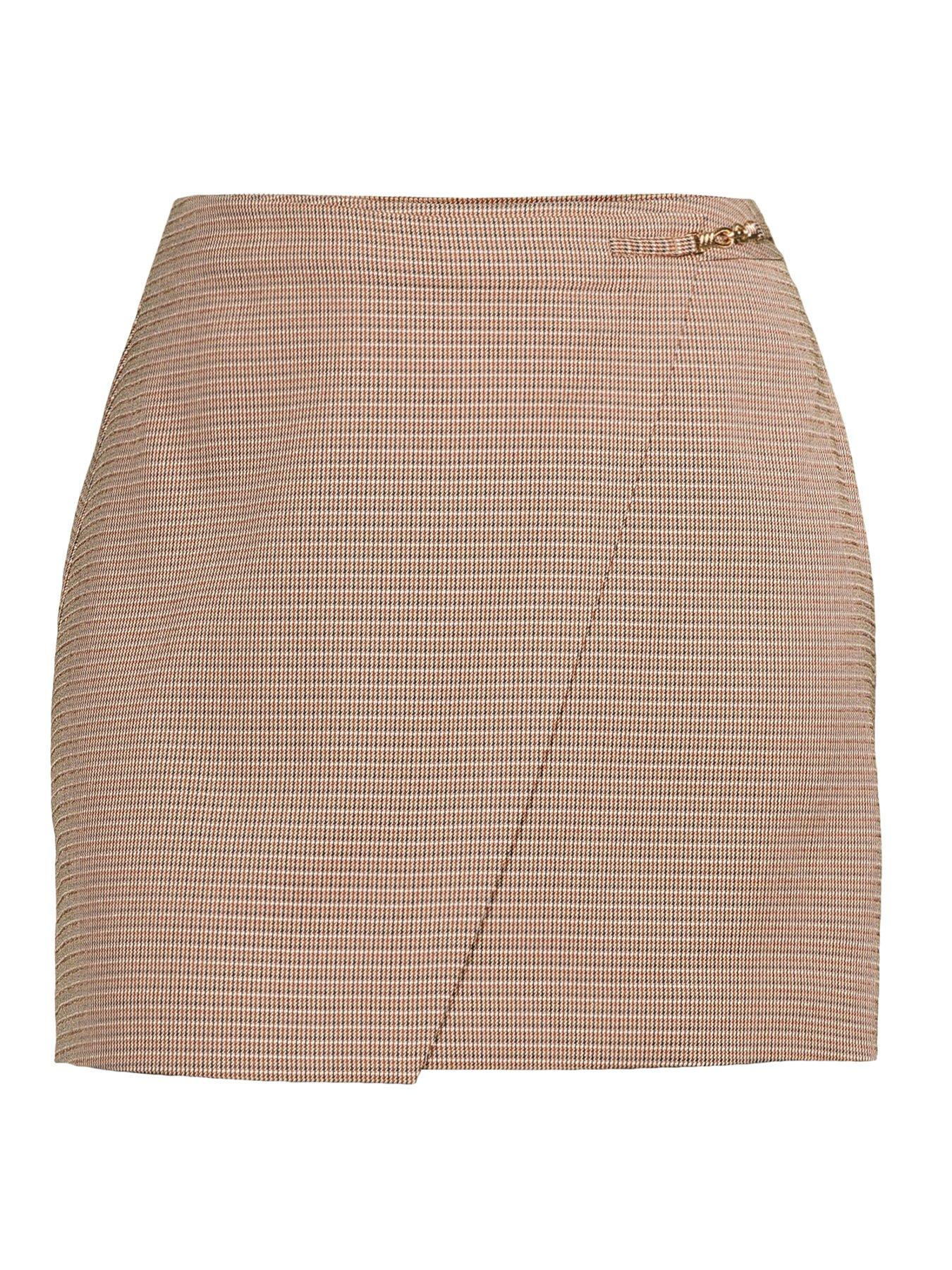 Image 7 of 7 of V by Very Curve Check Wrap Mini Skirt - Multi