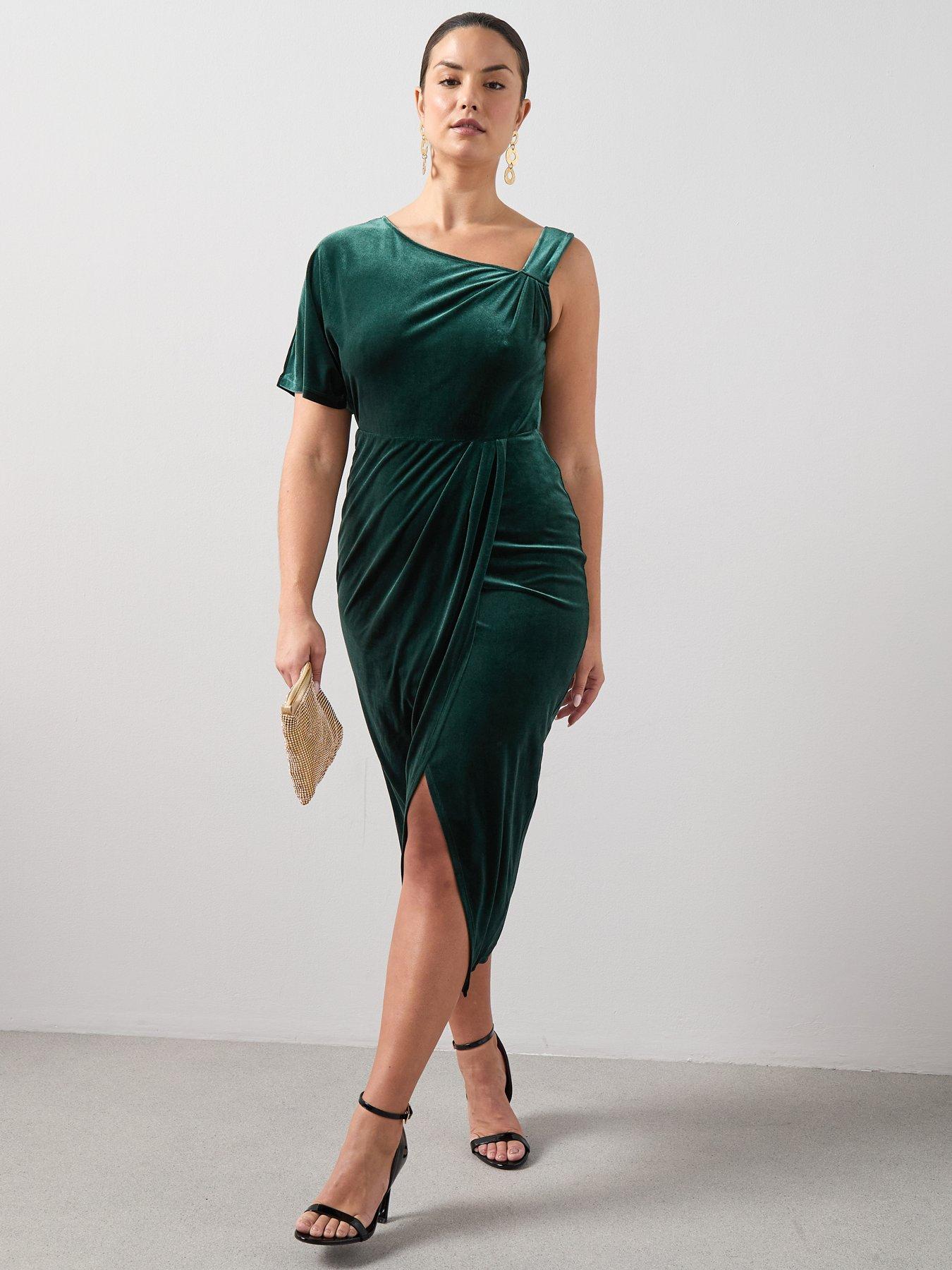 the-very-collection-curve-off-shoulder-velvet-midi-dress-dark-green