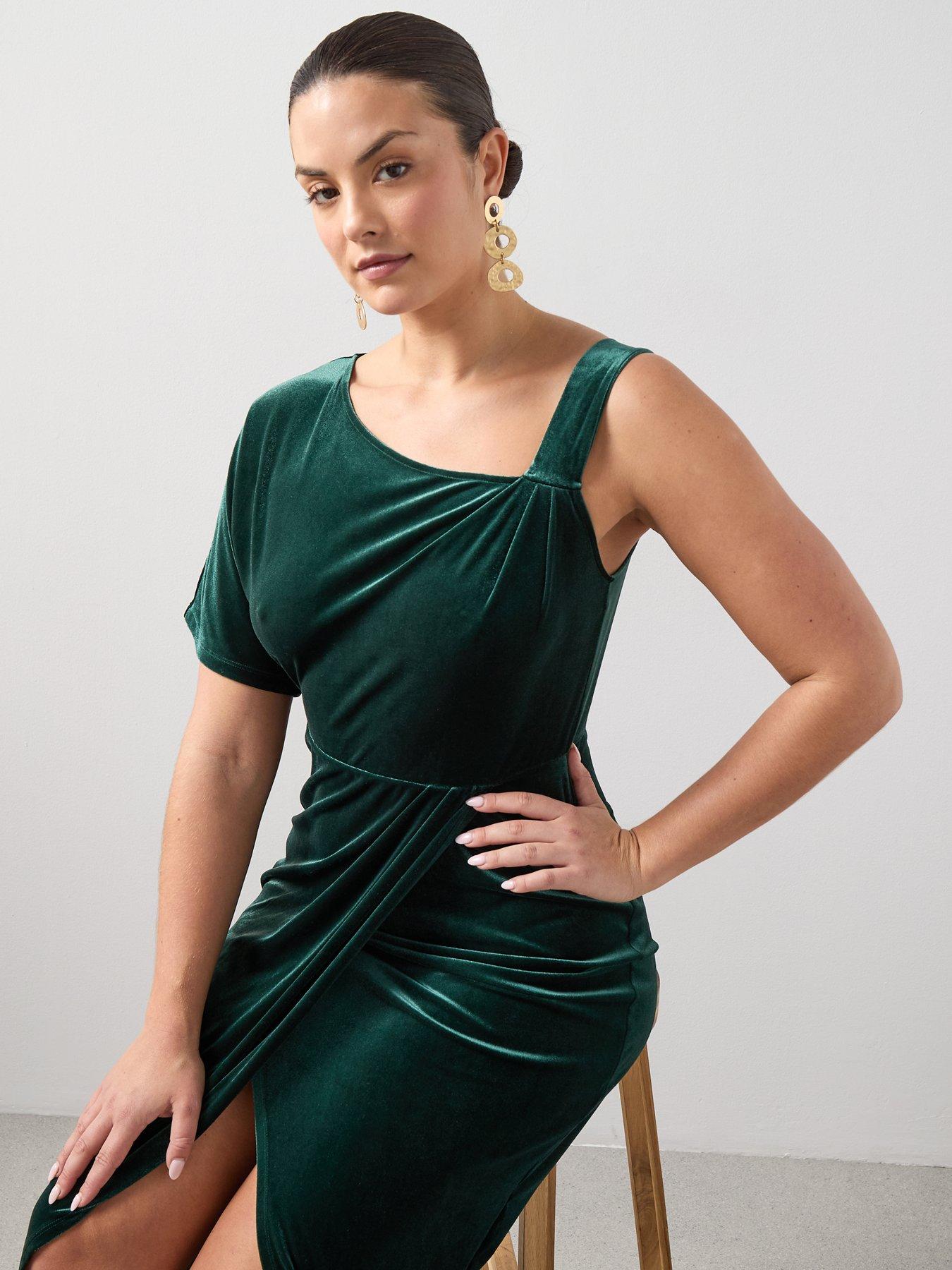 the-very-collection-curve-off-shoulder-velvet-midi-dress-dark-greenback