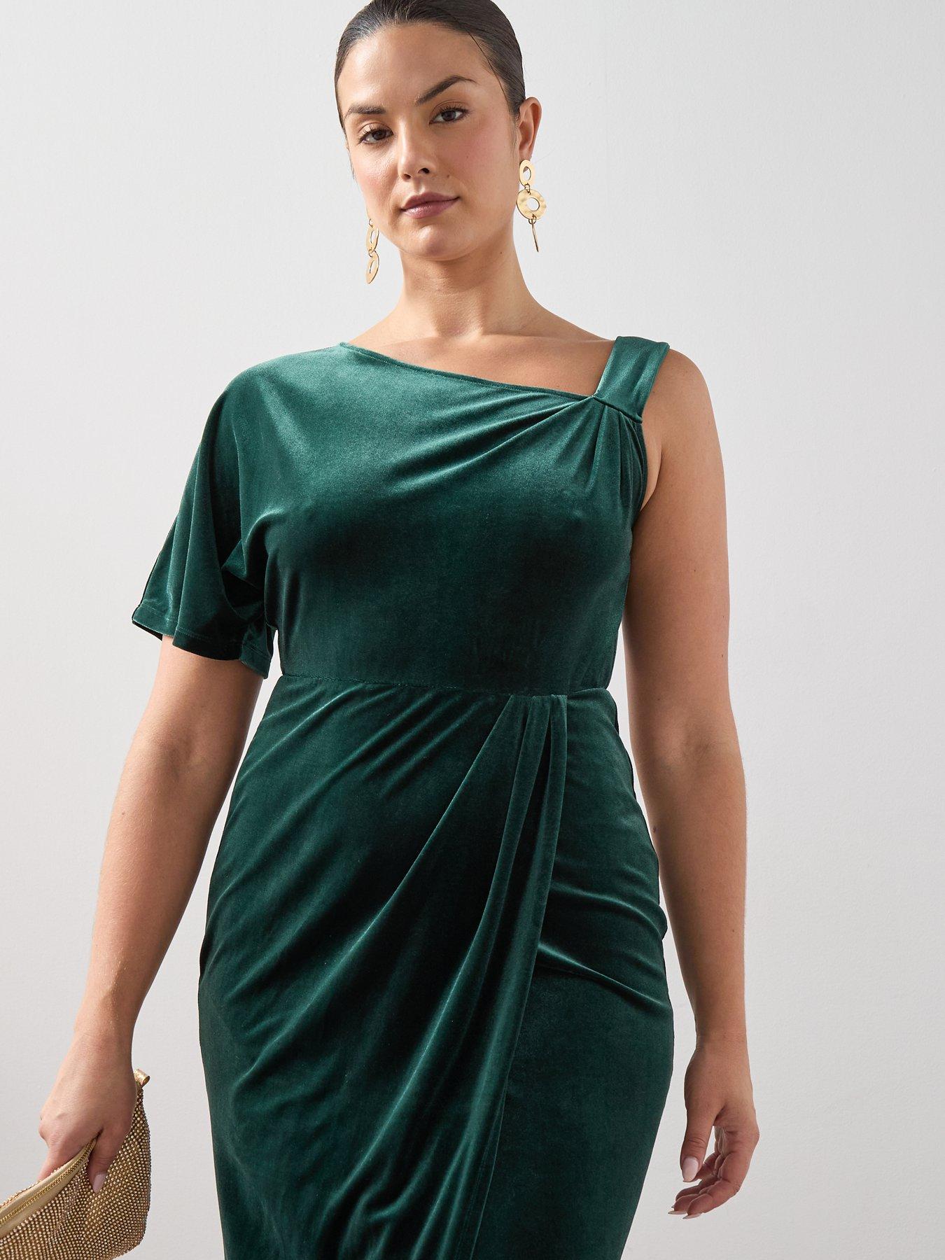 the-very-collection-curve-off-shoulder-velvet-midi-dress-dark-greenoutfit