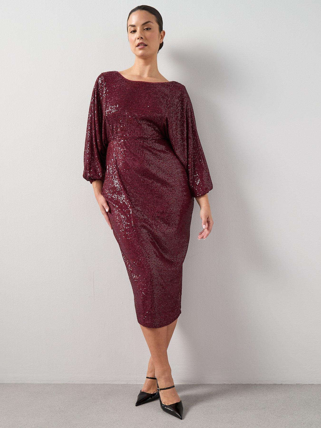 Image 3 of 7 of The Very Collection Curve Bow Back Sequin Midi Dress