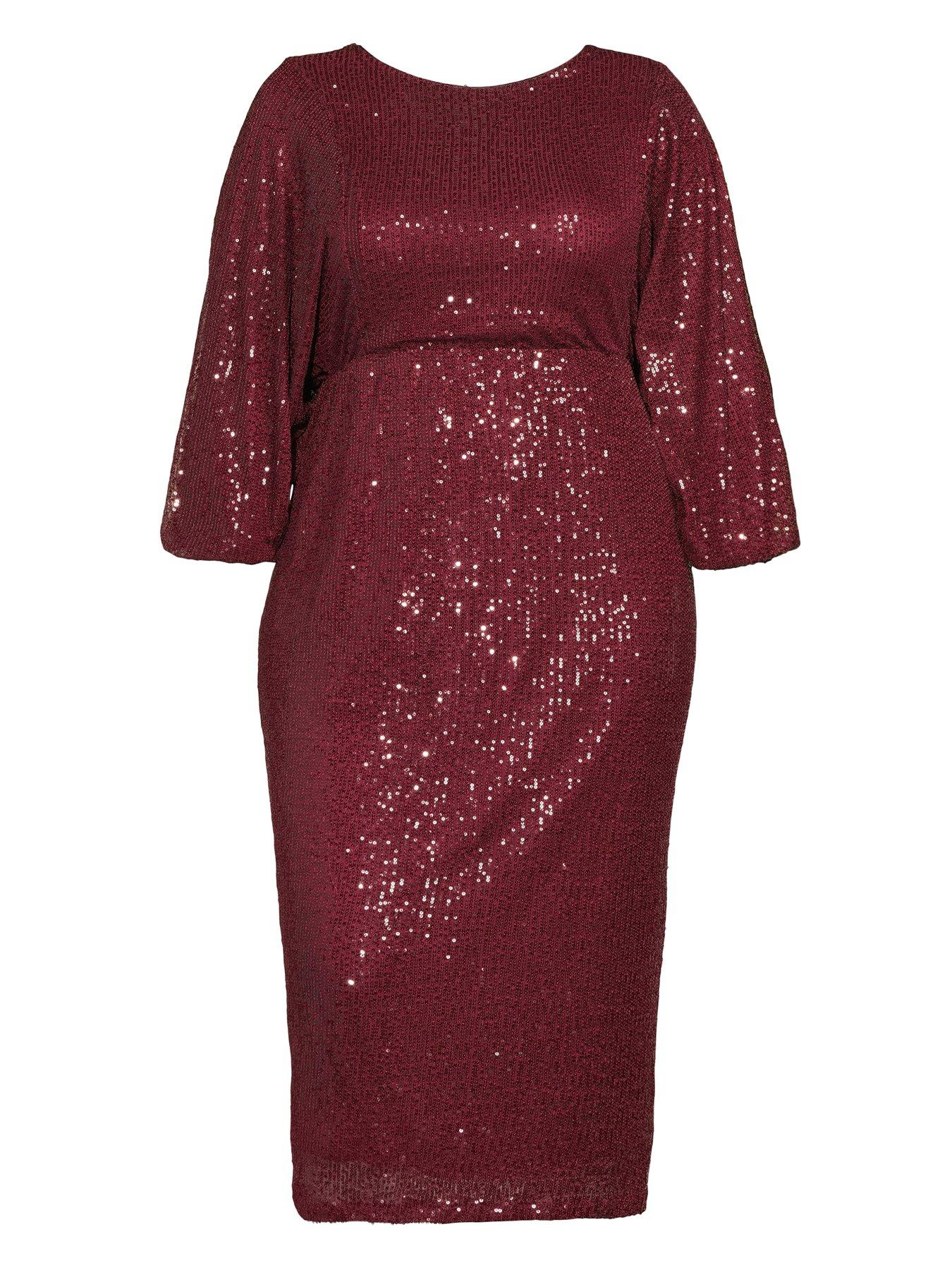 Image 7 of 7 of The Very Collection Curve Bow Back Sequin Midi Dress