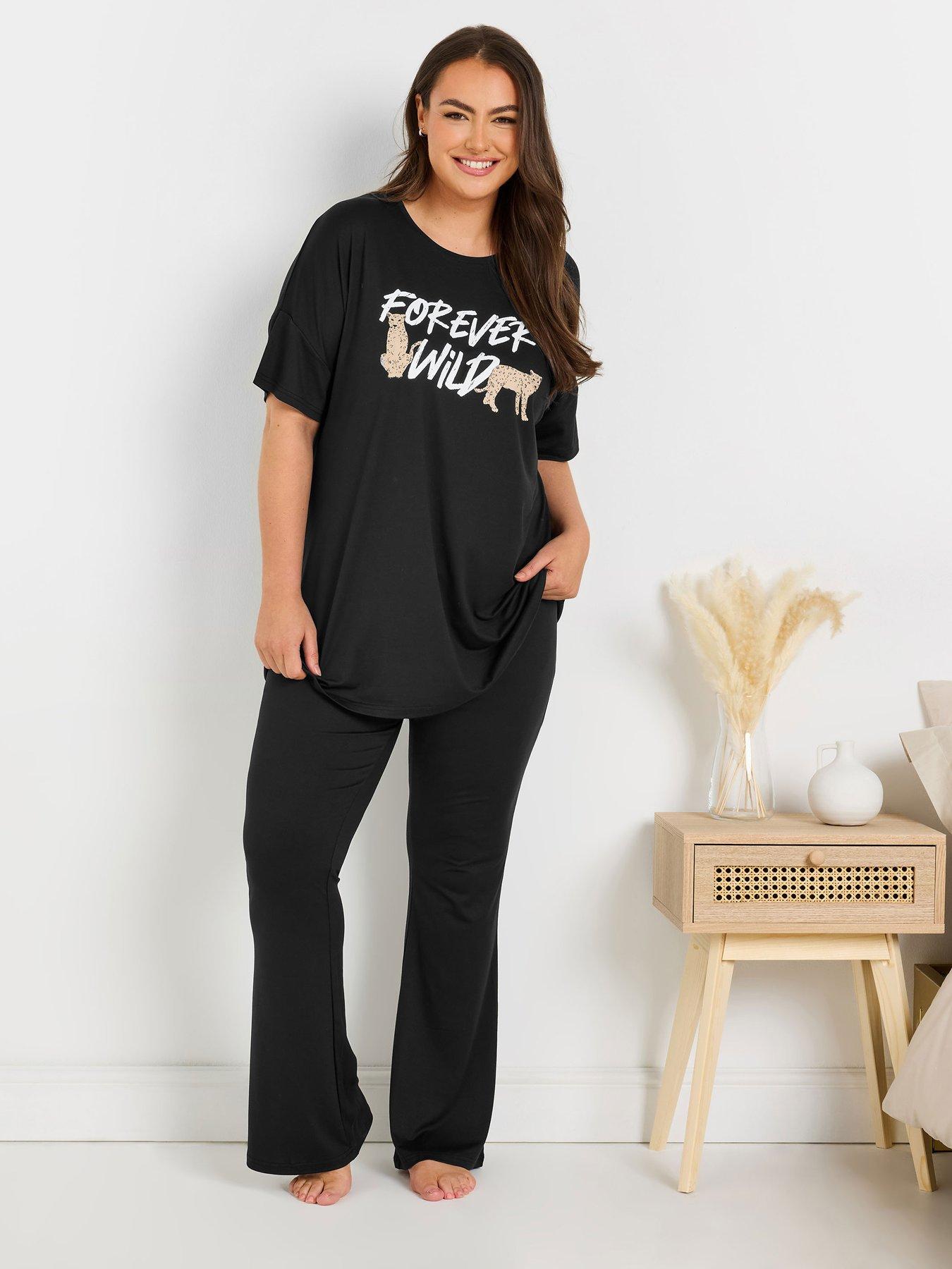 Image 3 of 4 of Yours Curve Forever Wild Sleep T-Shirt - Black