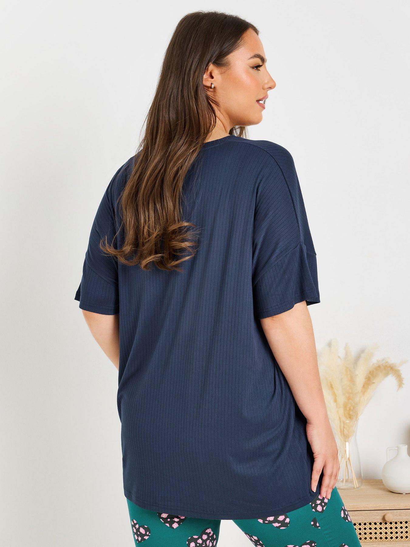 yours-curve-ribbed-sleep-tee-bluestillFront