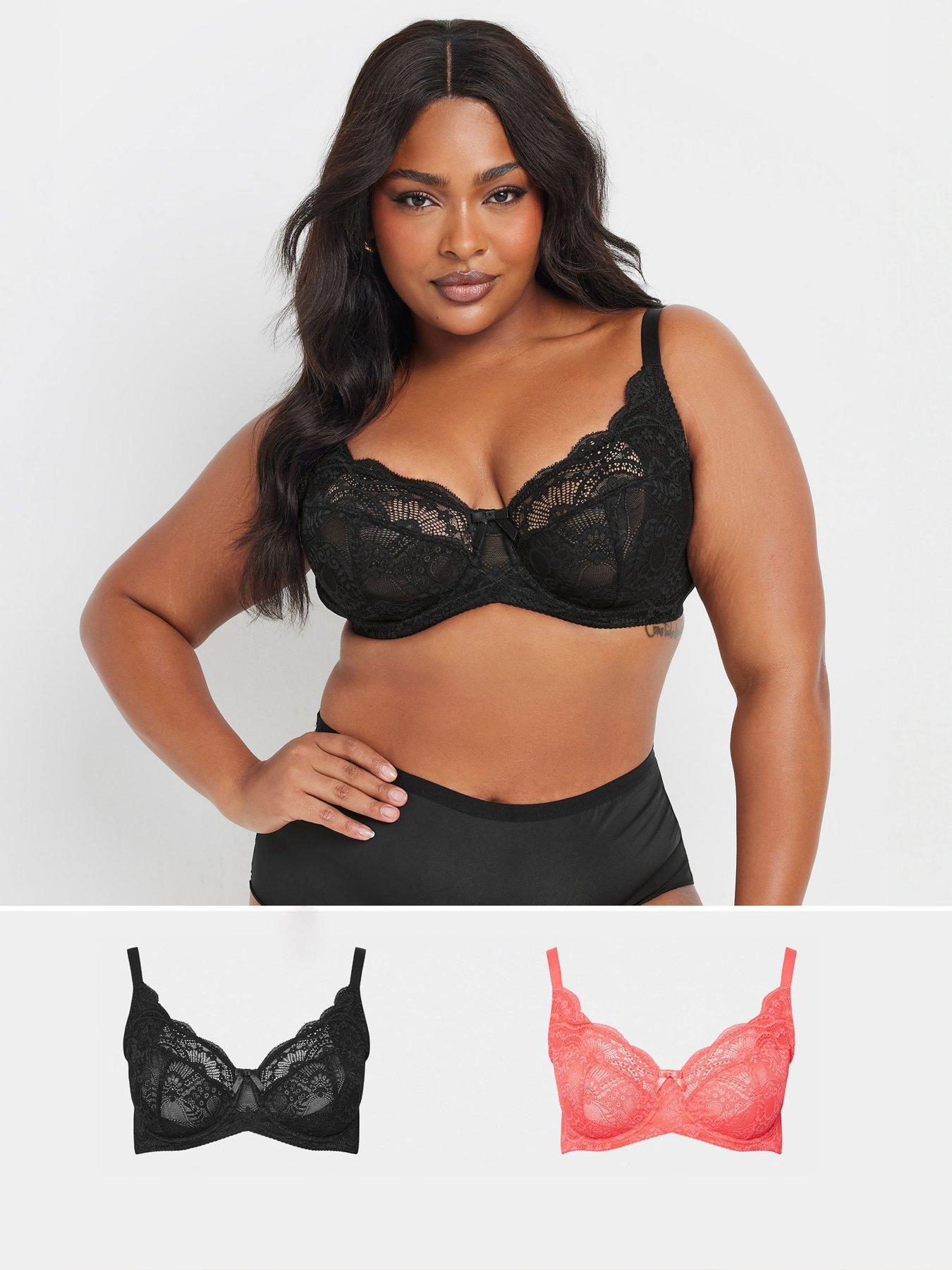 Image 1 of 4 of Yours Curve 2 Pack Swirl Lace Underwired Bra