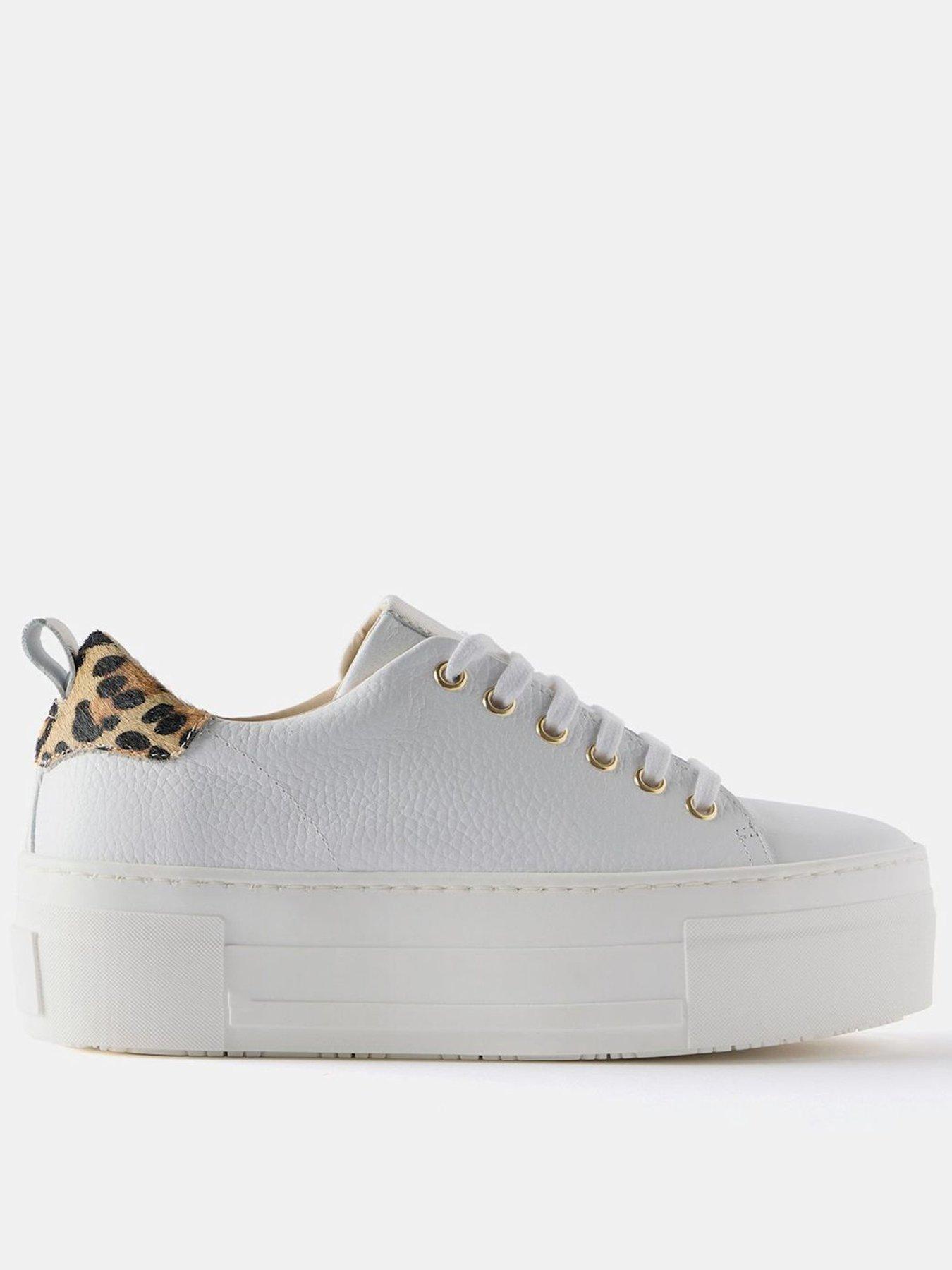 Mint Velvet Belle Platform Leopard Trainers - White