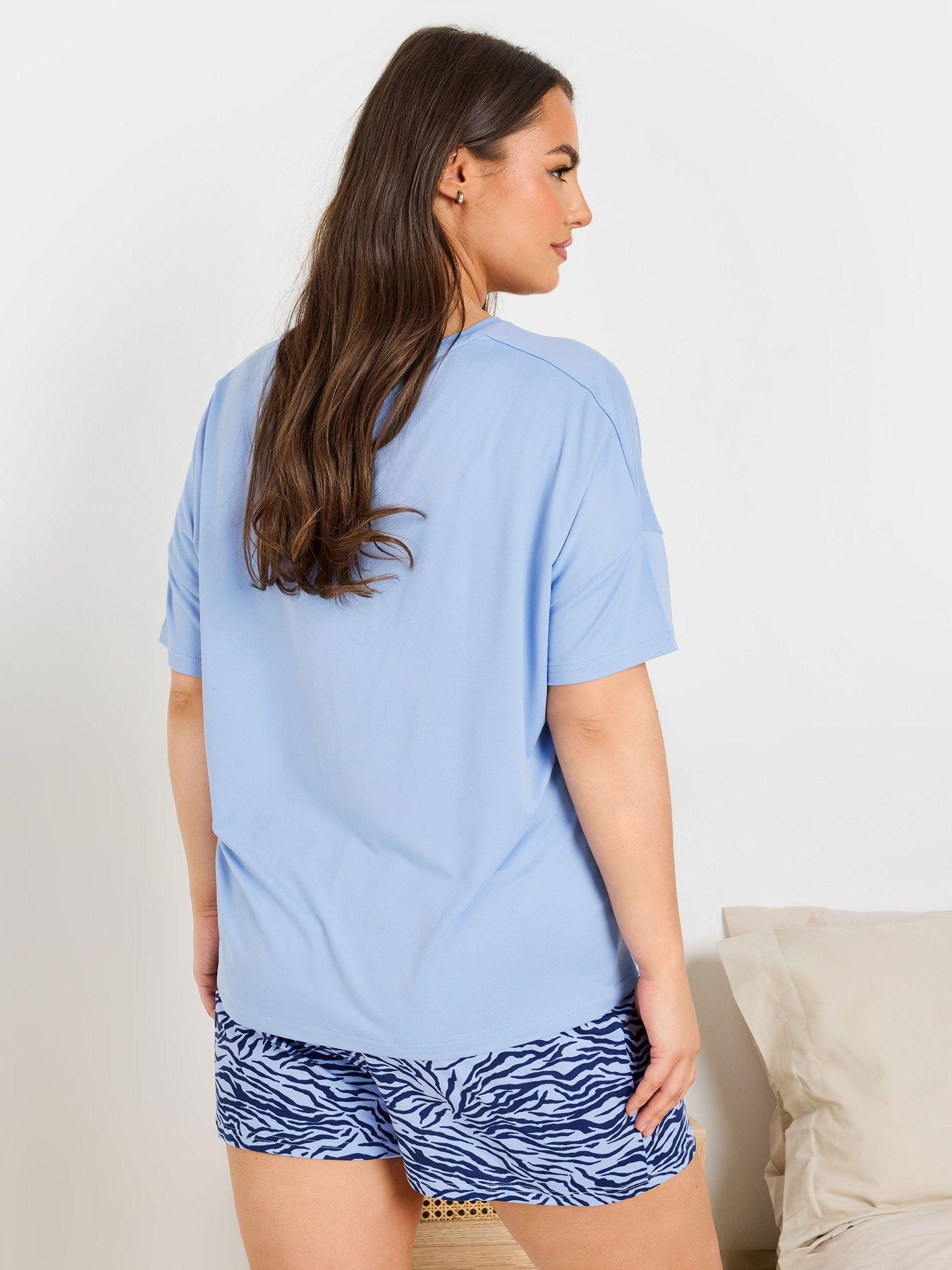 yours-curve-wild-night-in-crop-shorts-pj-set-bluestillFront