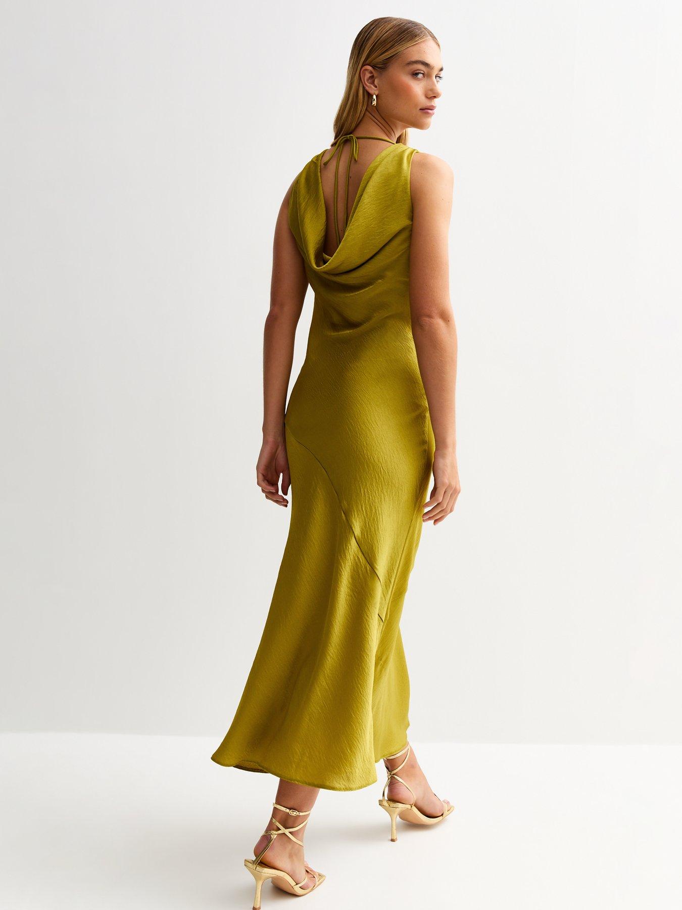Image 2 of 6 of New Look Cowl Neck Midaxi Dress - Green