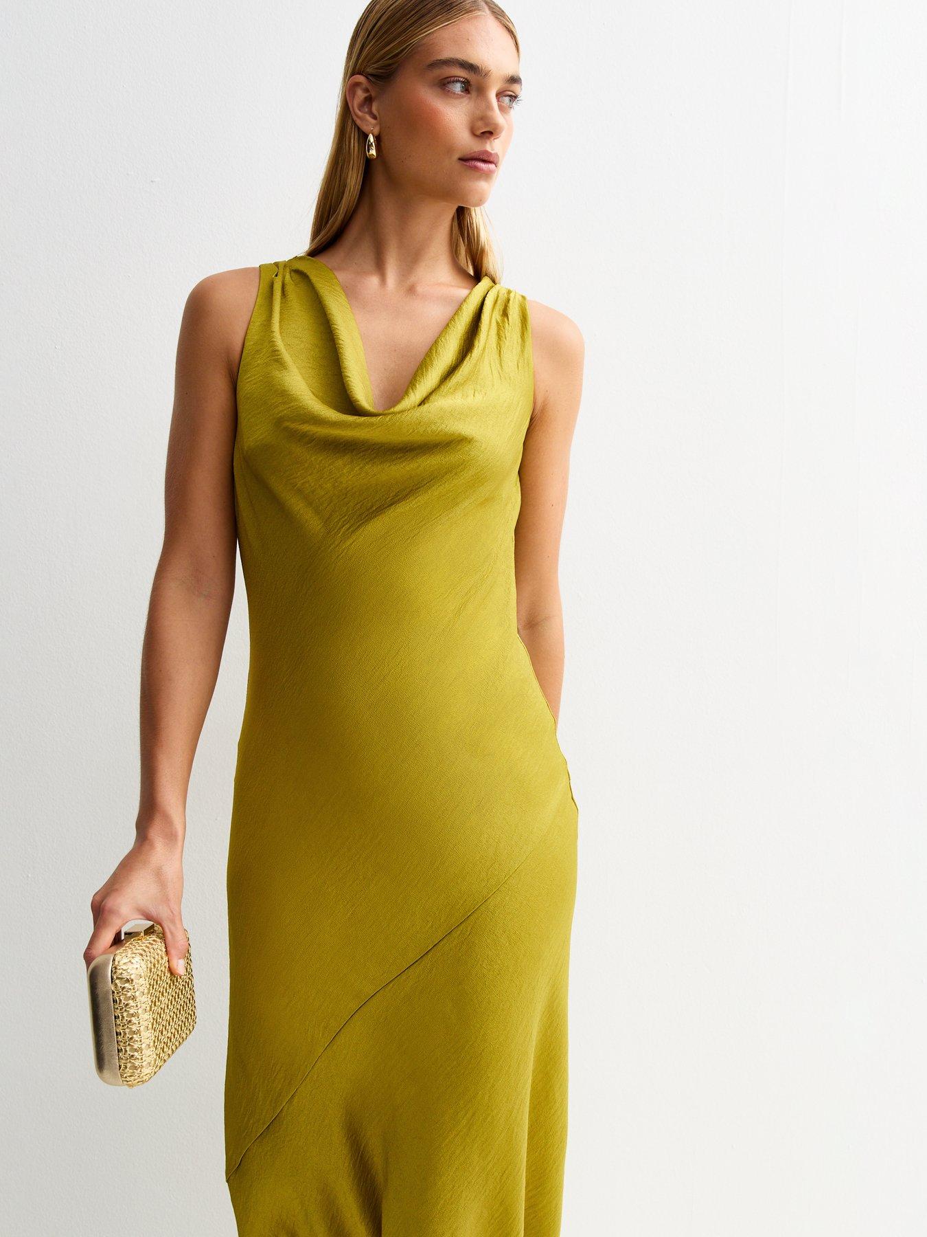 Image 4 of 6 of New Look Cowl Neck Midaxi Dress - Green