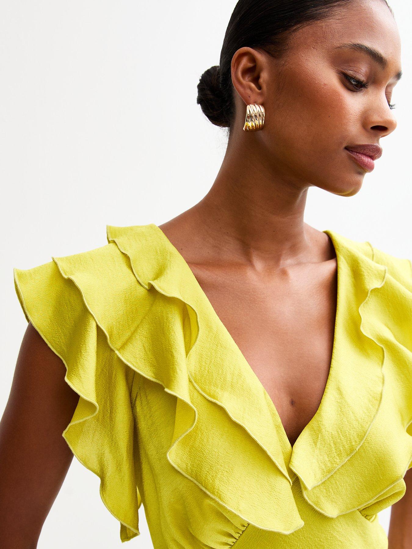 new-look-satin-ruffled-midi-dress-greenoutfit