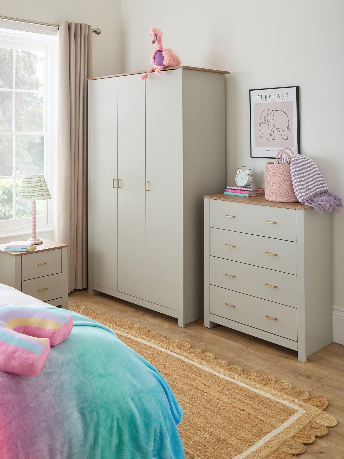 Image 1 of 7 of The Very Collection Daisy 3 Piece Kids Bedroom Furniture Package - 3&nbsp;Door Wardrobe, 4 Drawer Chest and 2 Drawer Bedside Chest - FSC&reg; Certified