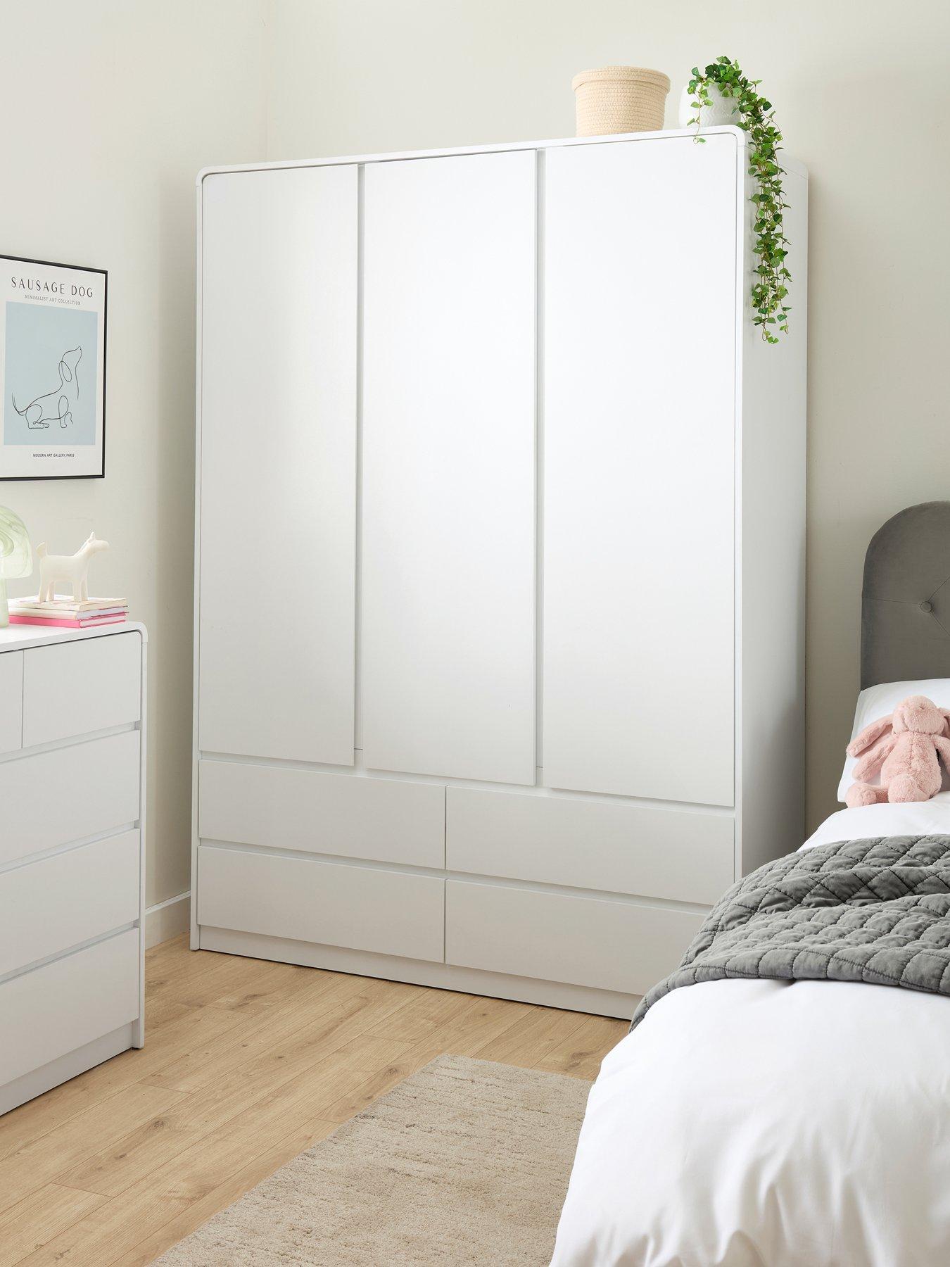 Very Home Bailey Kids 3 Door, 4 Drawer Wardrobe - White - FSC® Certified