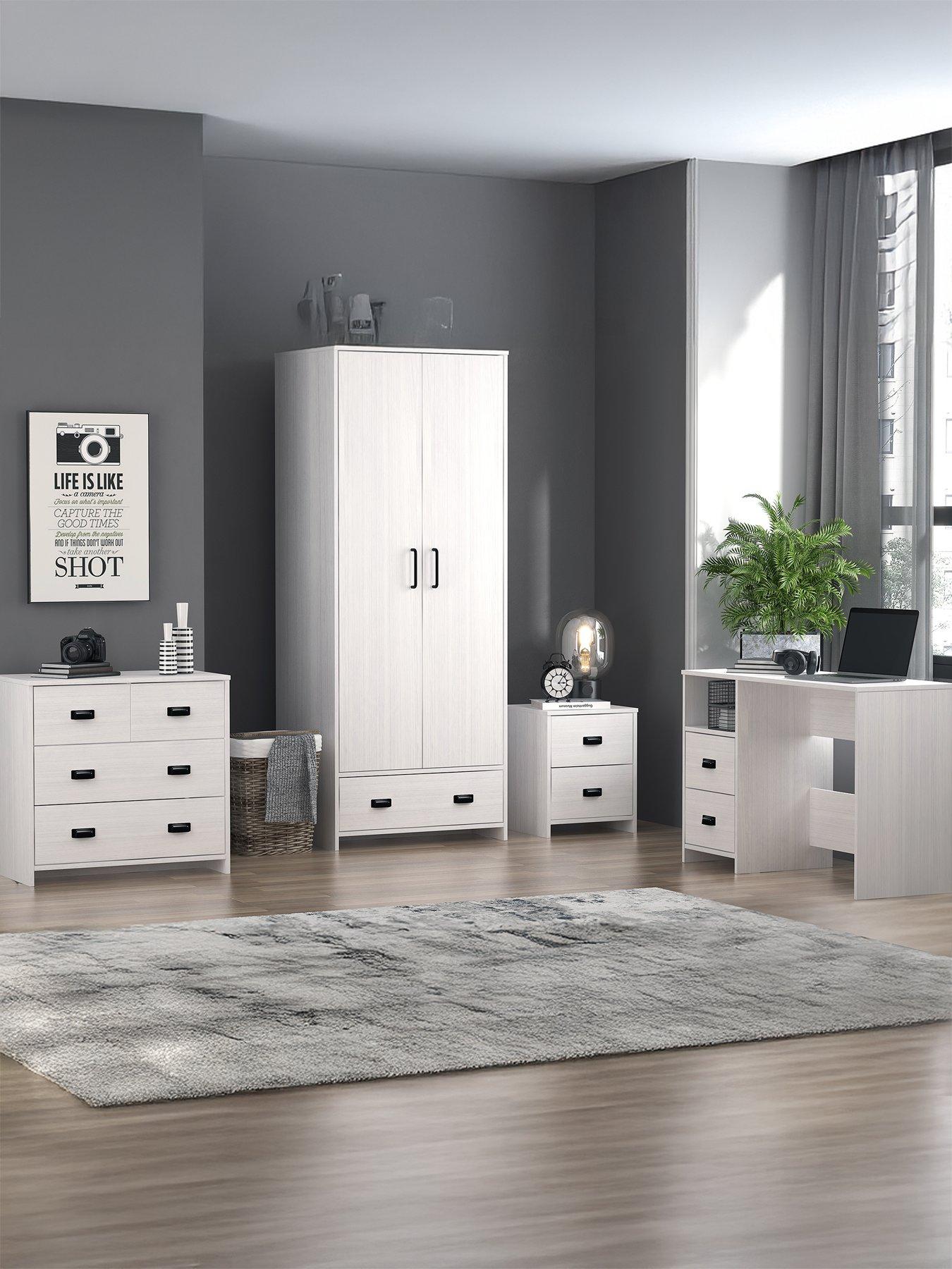 Image 1 of 6 of The Very Collection Jackson 4 Piece Kids Bedroom Furniture&nbsp;Package - Wardrobe, 2 + 2 Drawer Chest,&nbsp;Desk and Bedside Chest