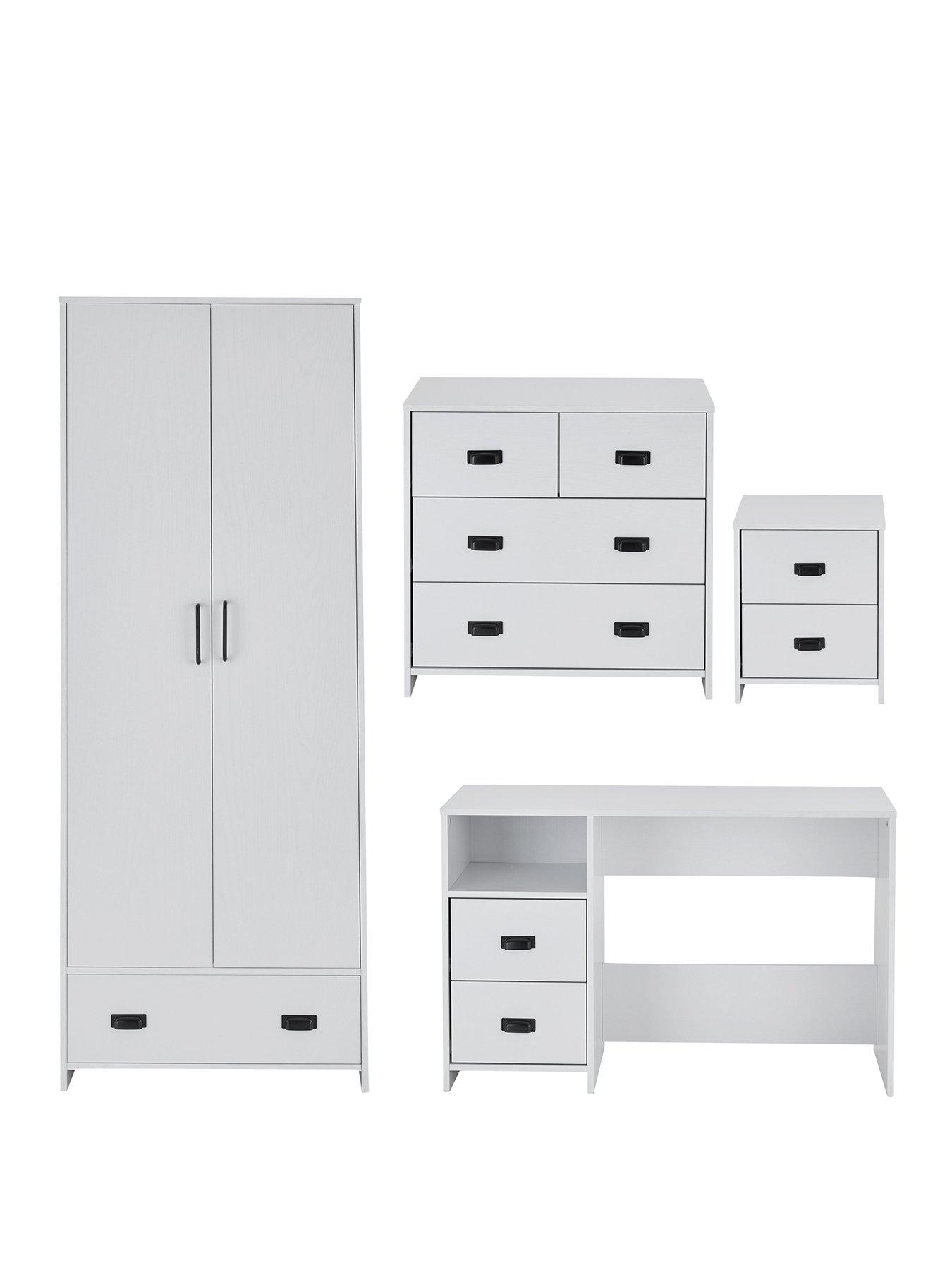 Image 2 of 6 of The Very Collection Jackson 4 Piece Kids Bedroom Furniture&nbsp;Package - Wardrobe, 2 + 2 Drawer Chest,&nbsp;Desk and Bedside Chest
