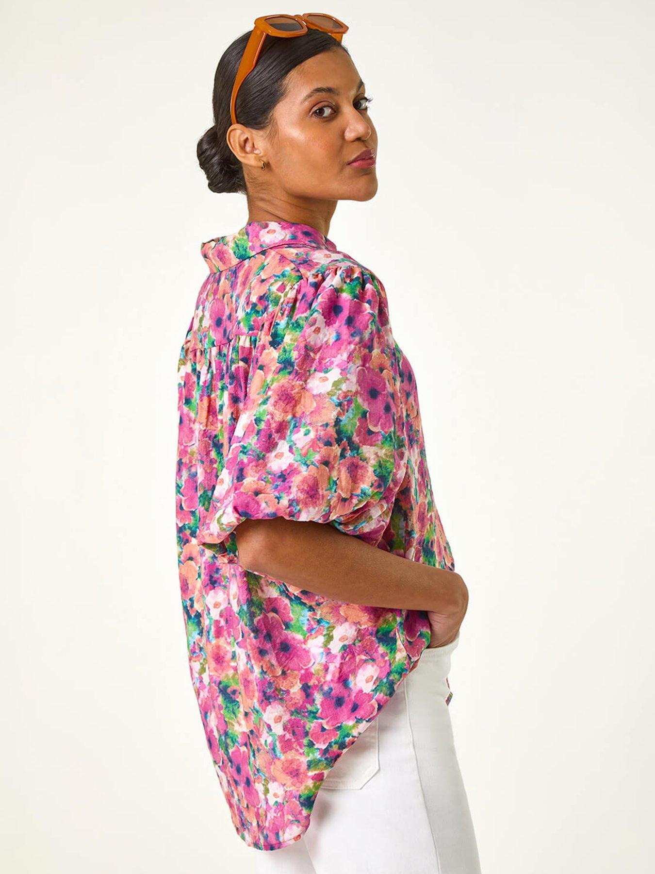 roman-floral-print-button-through-shirt-pinkstillFront