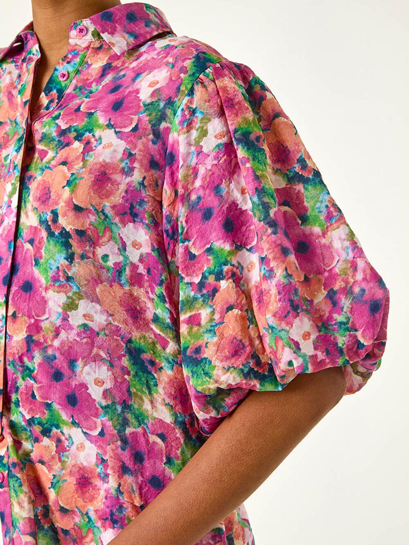 roman-floral-print-button-through-shirt-pinkdetail