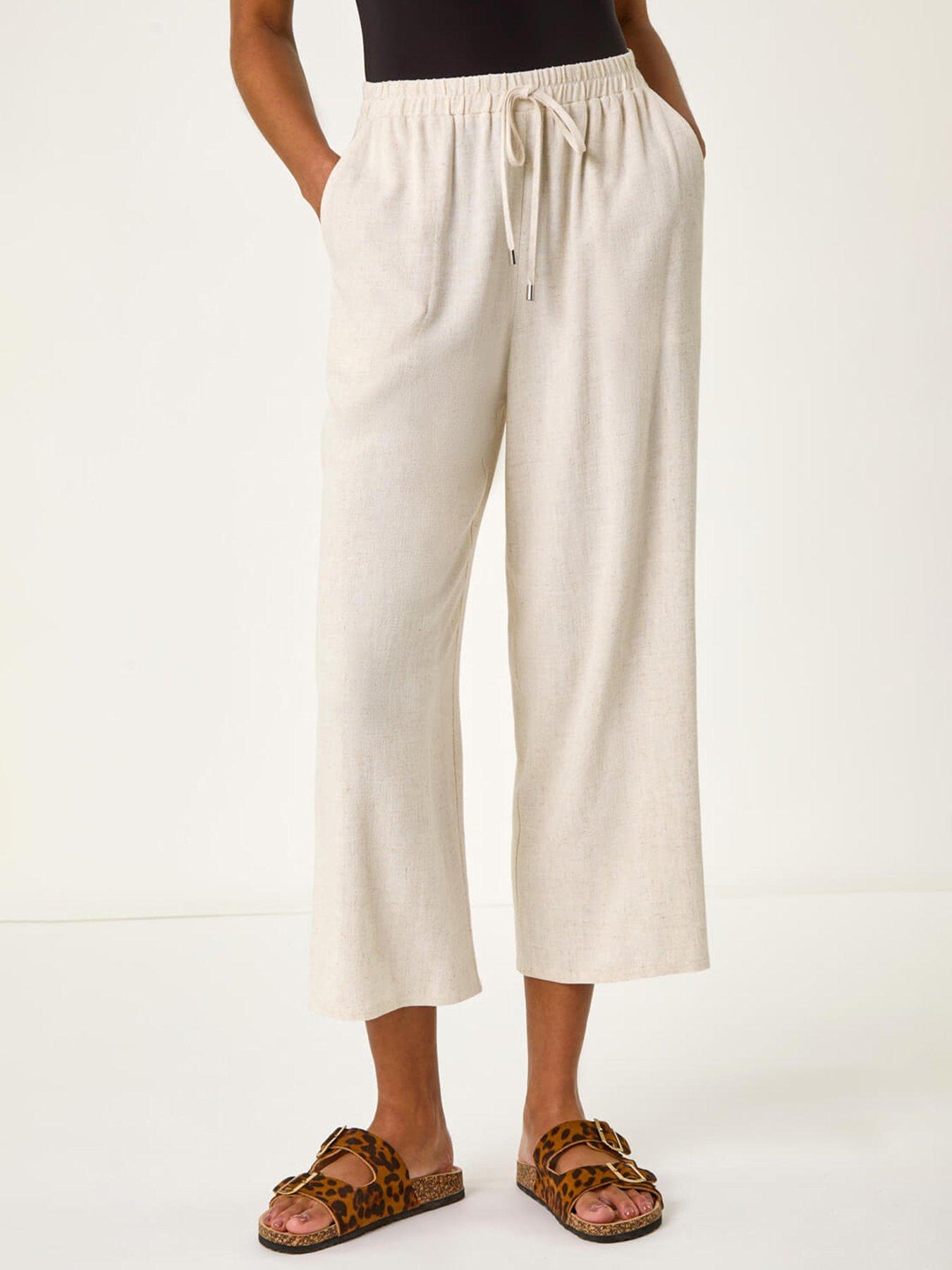 Roman Cropped Linen Trouser - Tan