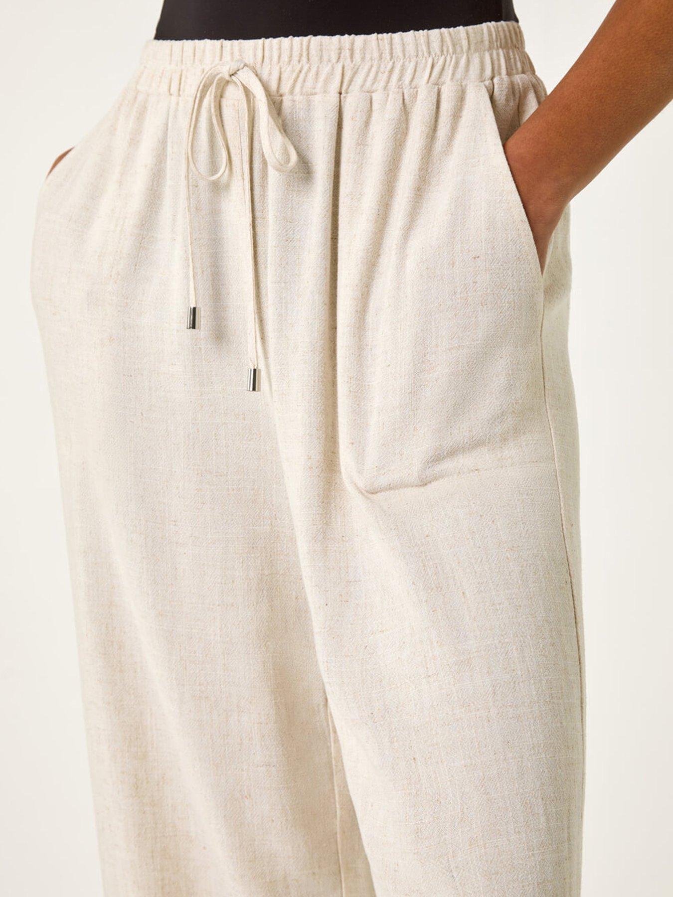 Image 5 of 5 of Roman Cropped Linen Trouser - Tan