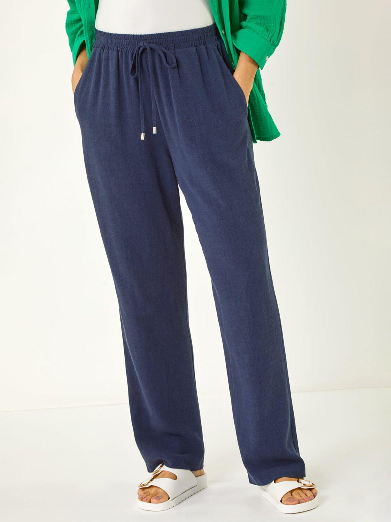 Roman Full Length Linen Trouser - Navy