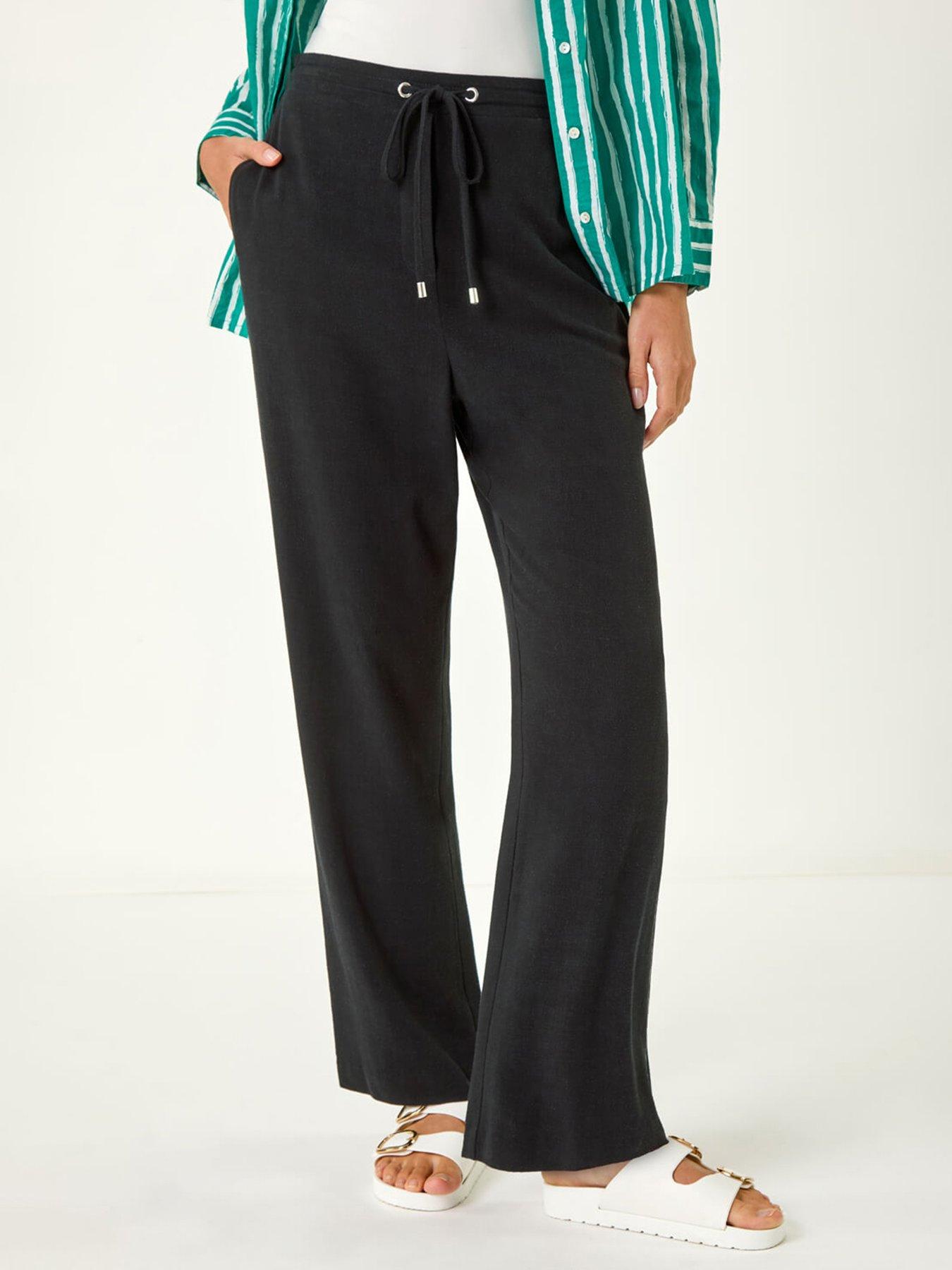 Roman Full Length Linen Trousers - Black