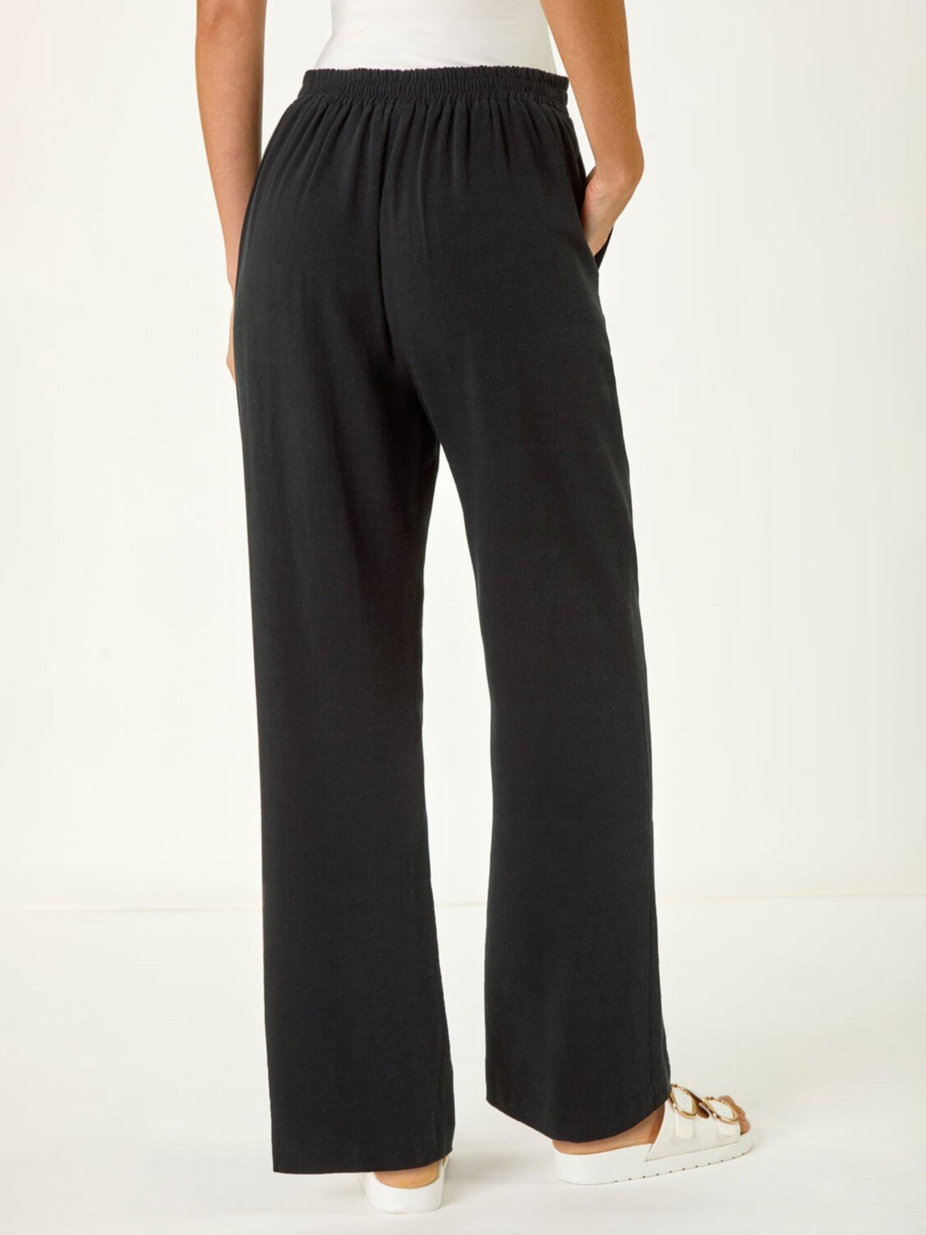 Image 2 of 5 of Roman Full Length Linen Trousers - Black