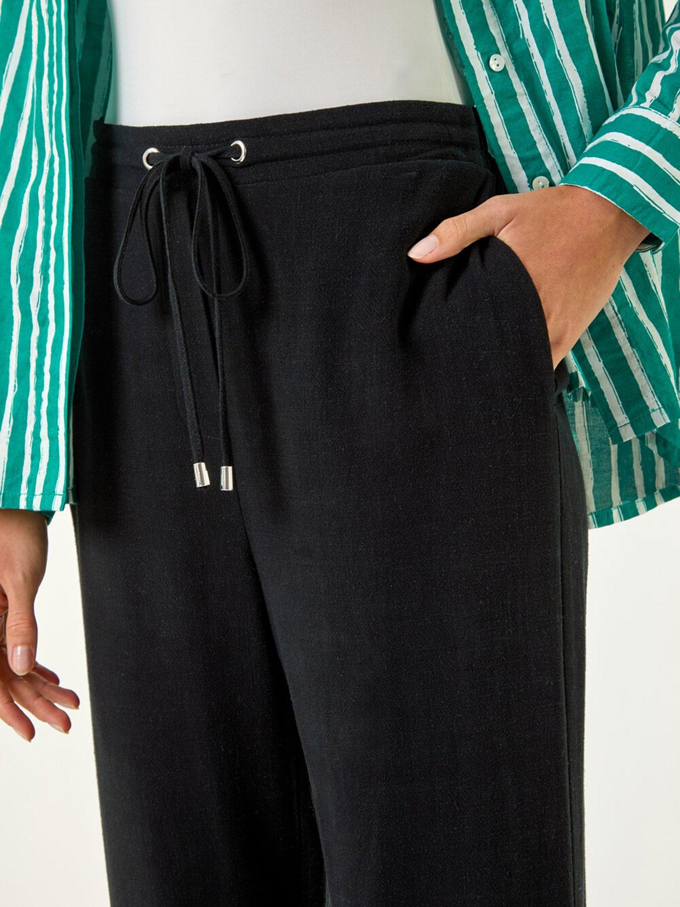 Image 5 of 5 of Roman Full Length Linen Trousers - Black