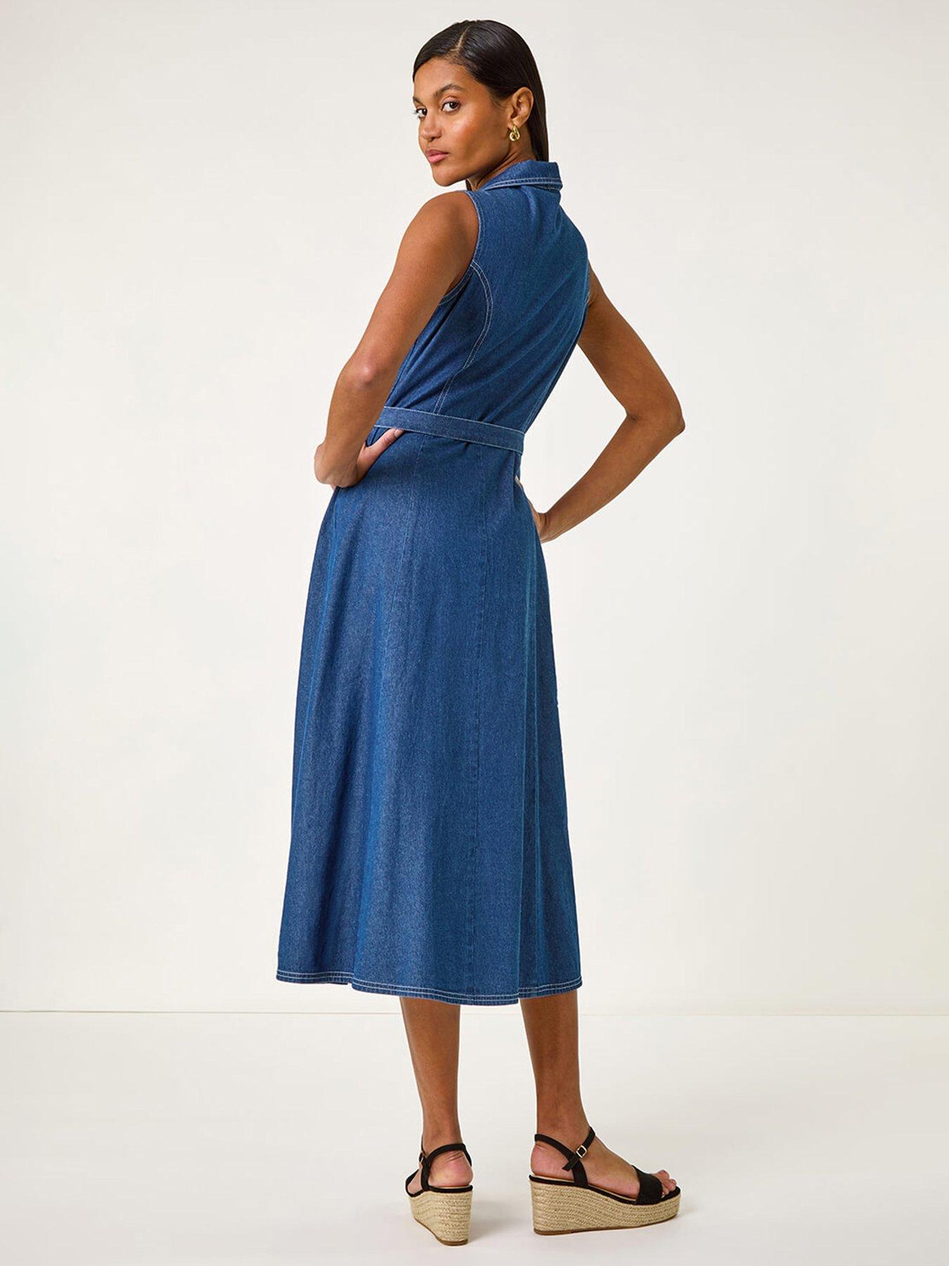 roman-denim-button-through-midi-dress-bluestillFront