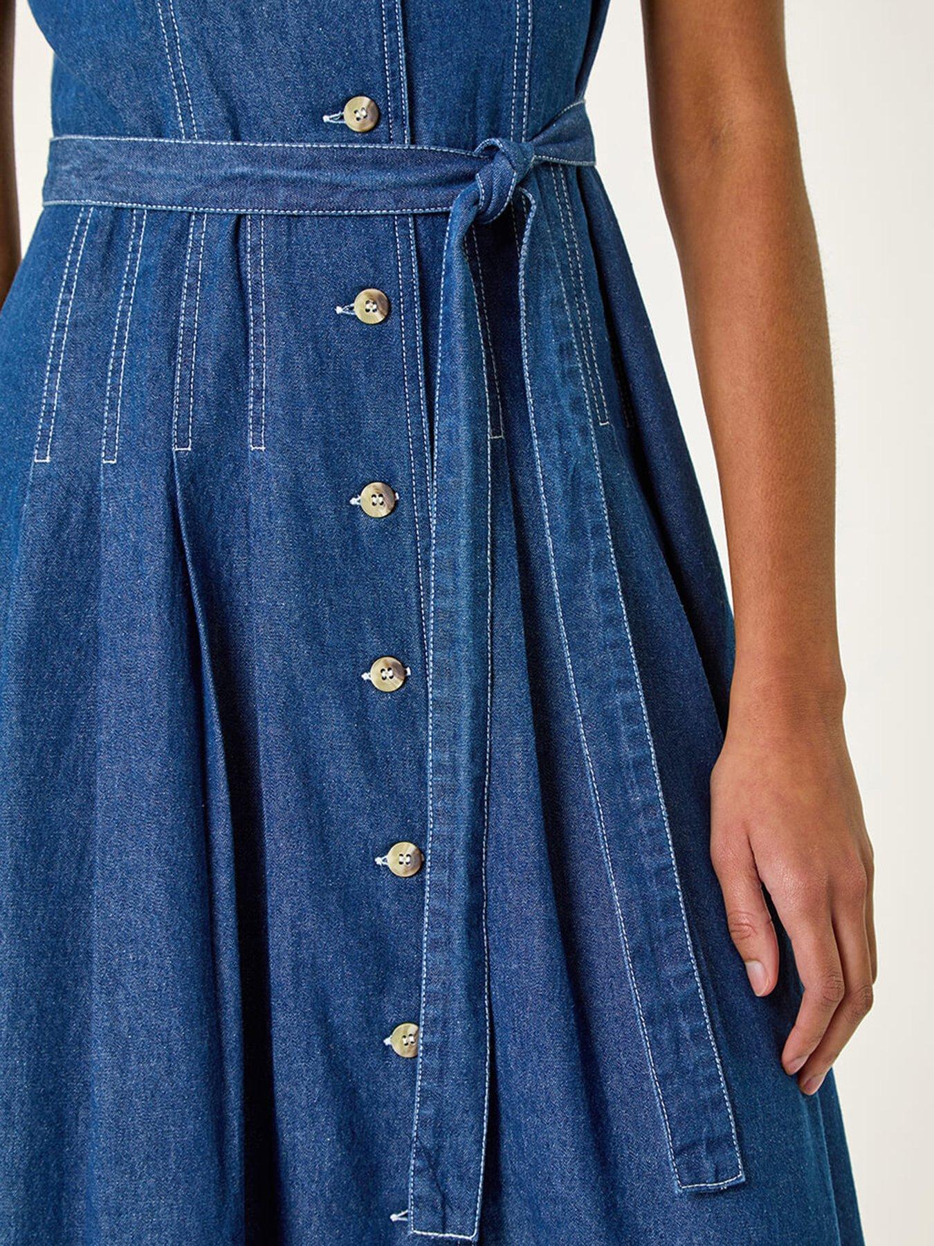 roman-denim-button-through-midi-dress-bluedetail