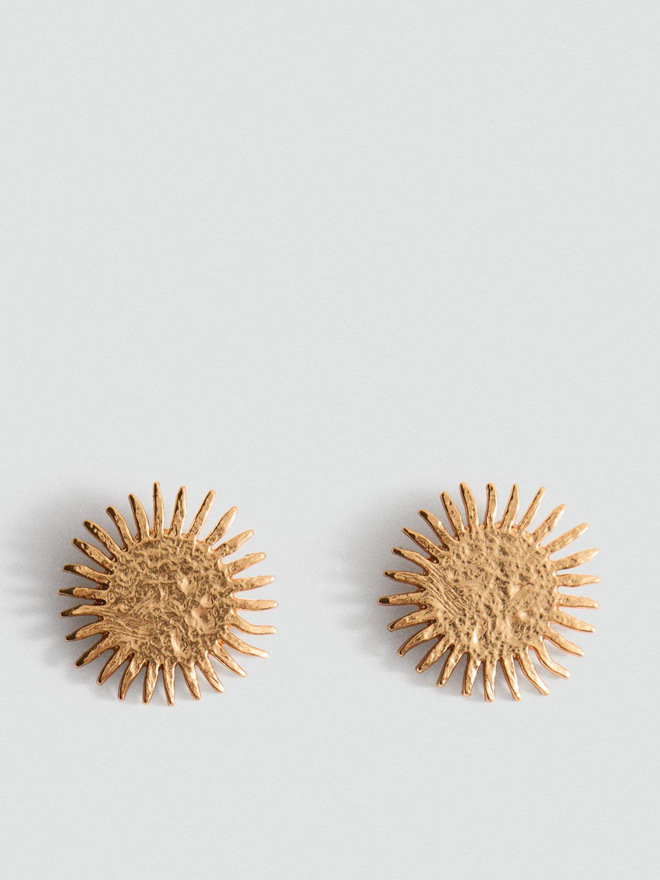 Mango Sun Design Earrings - Gold