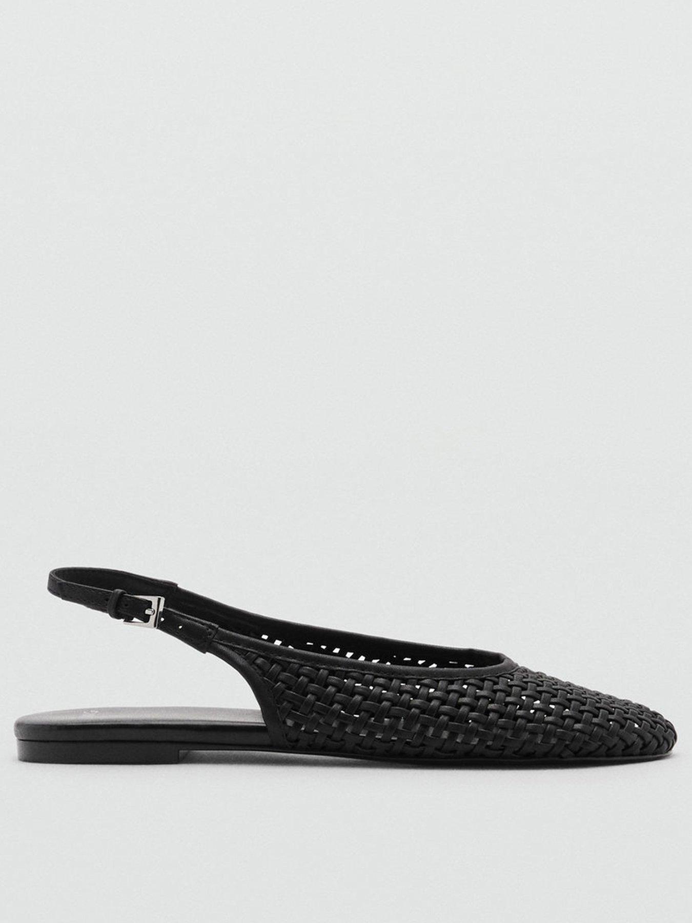 Image 1 of 5 of Mango Braided Leather Effect Shoe - Black