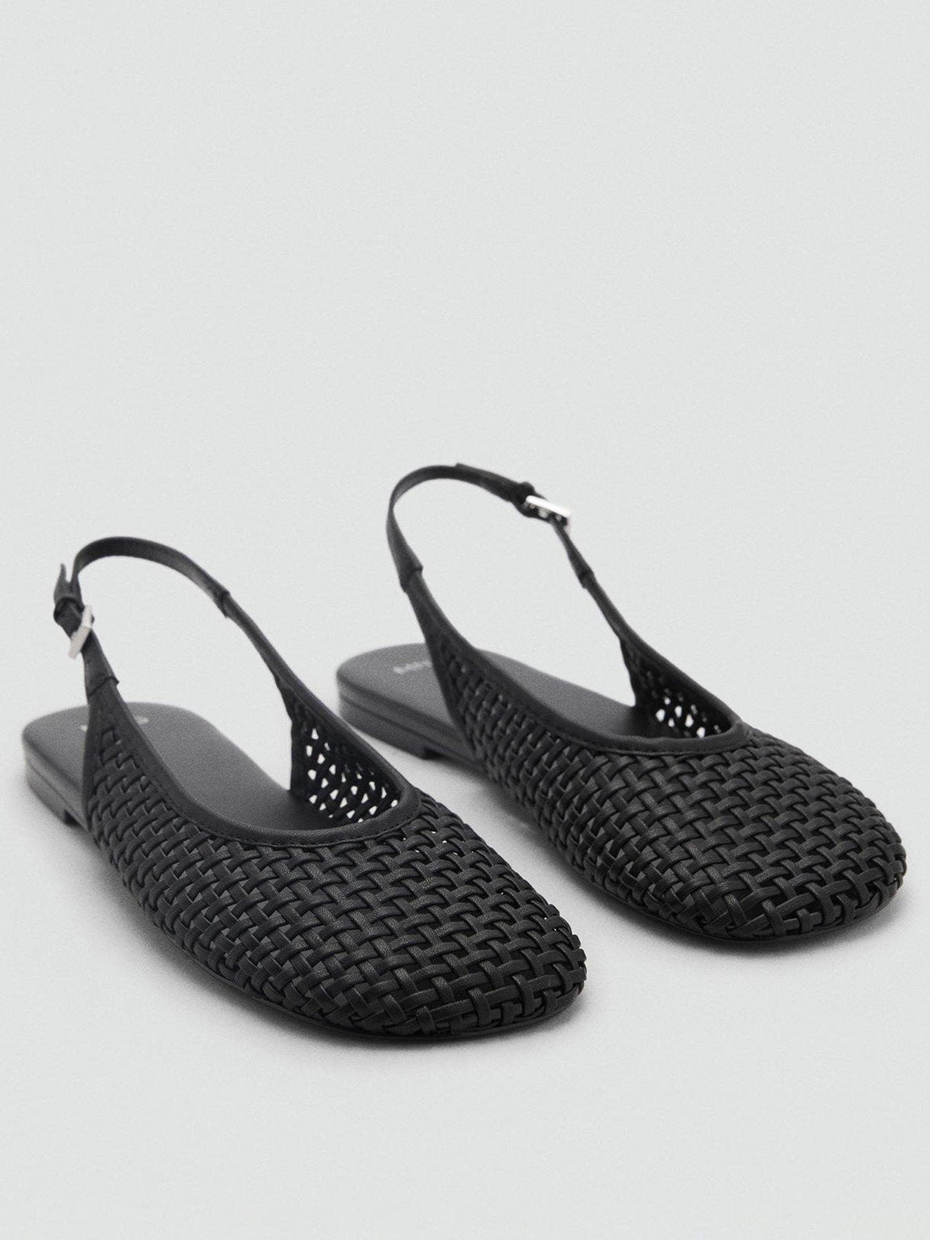 Image 2 of 5 of Mango Braided Leather Effect Shoe - Black