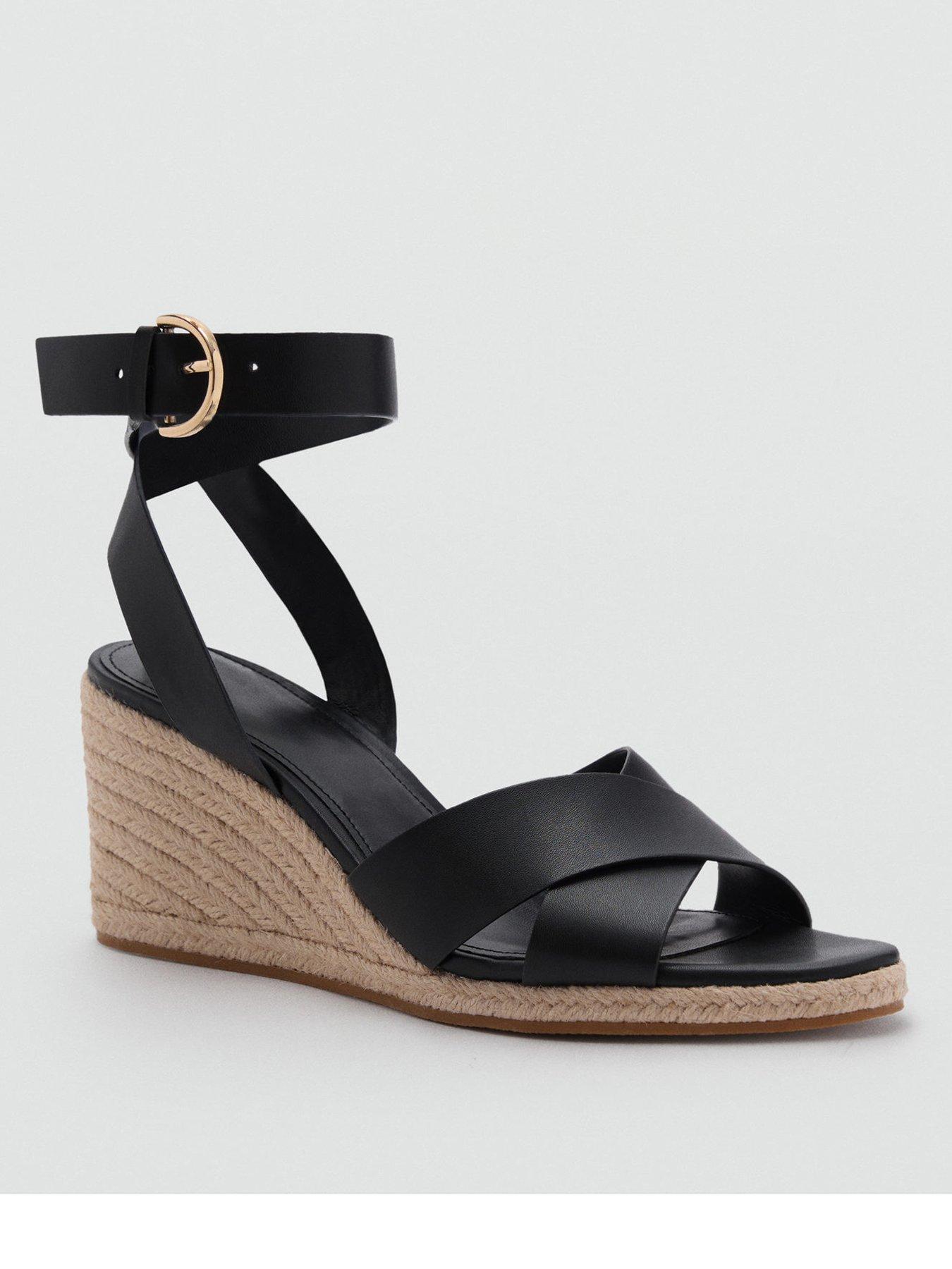 mango-wedge-sandal-with-crisscross-straps-blackfront