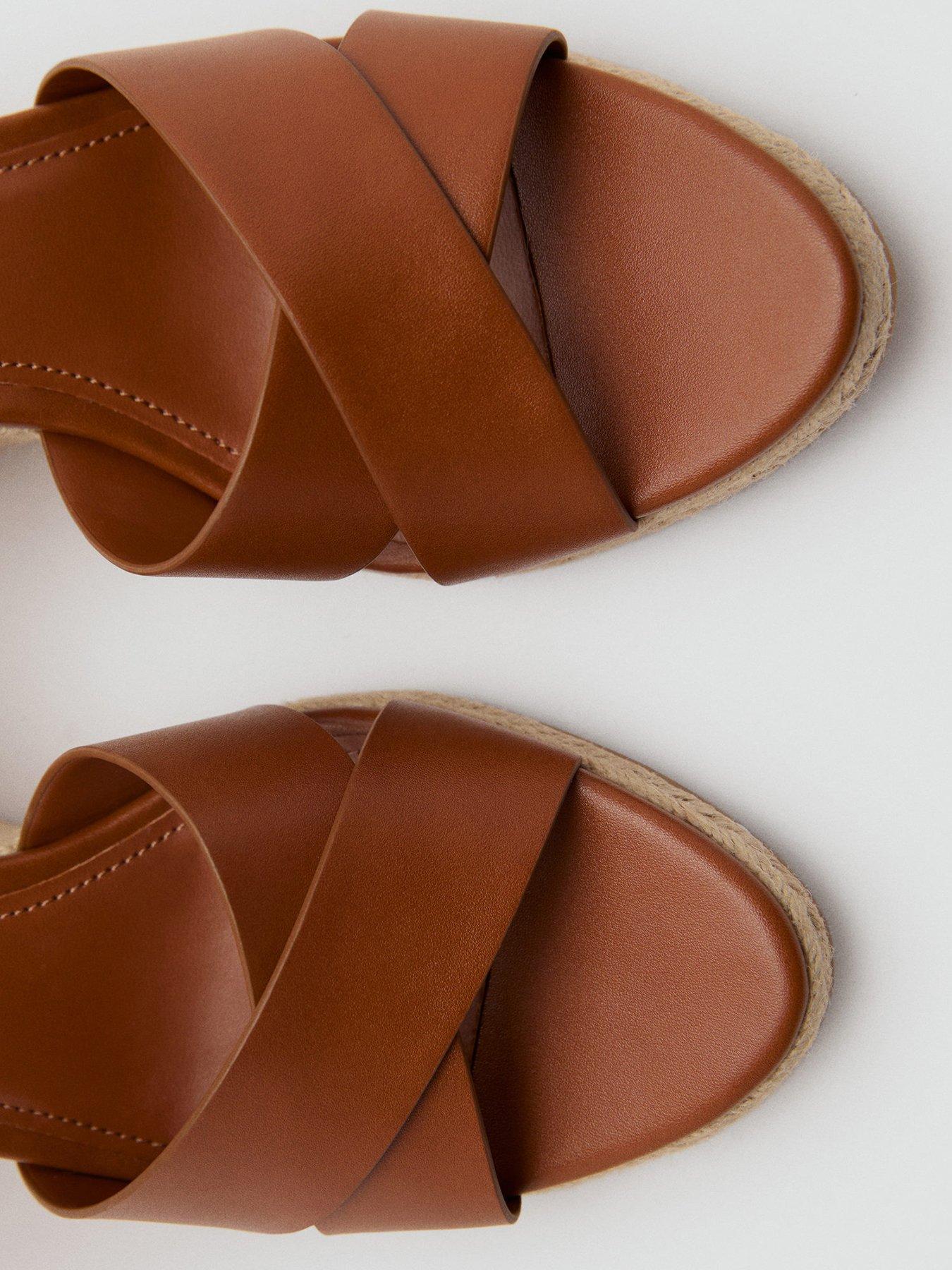 Image 4 of 4 of Mango Wedge Sandal With Crisscross Straps - Brown