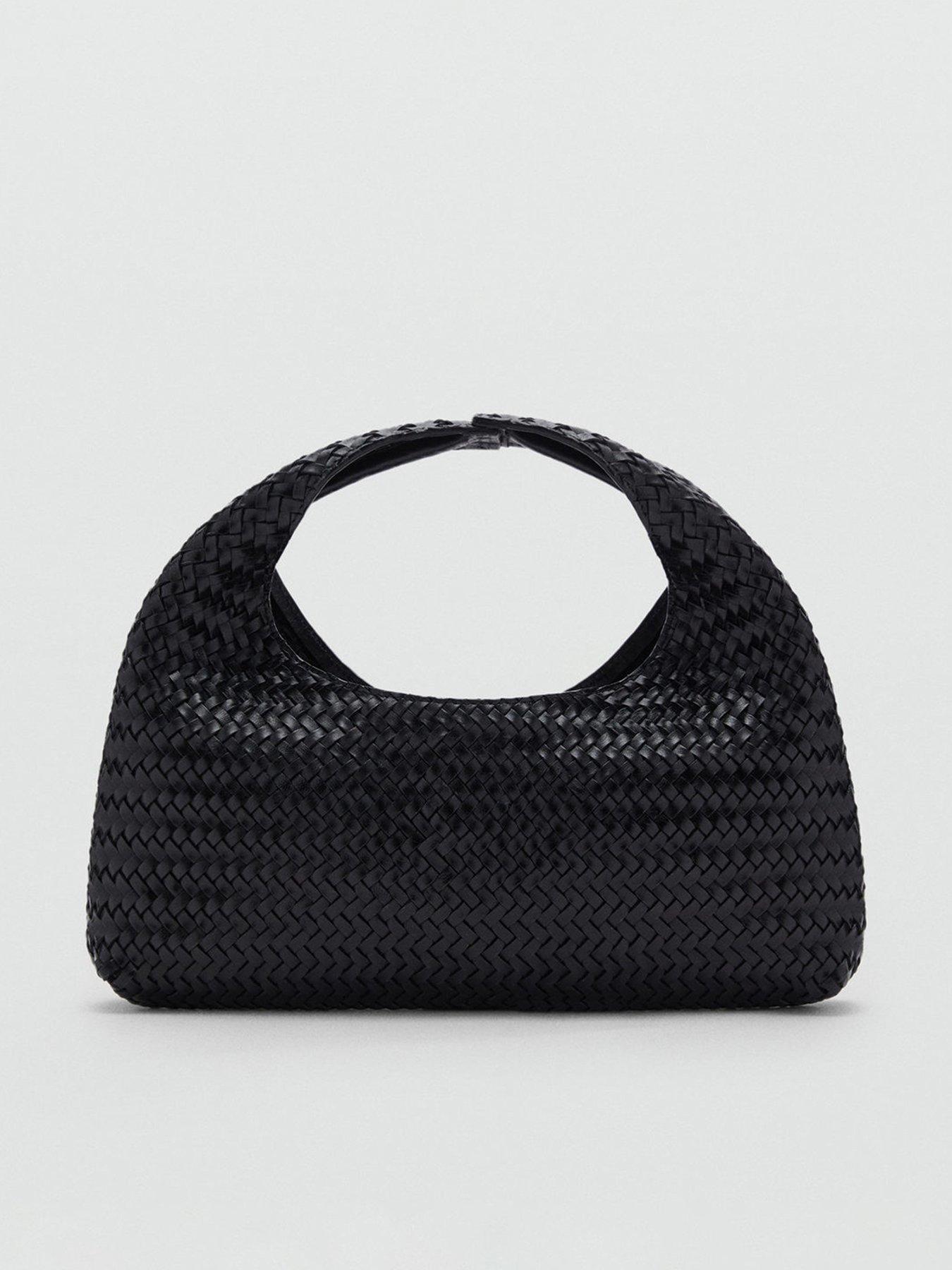 Image 1 of 5 of Mango Braided Leather Handbag - Black