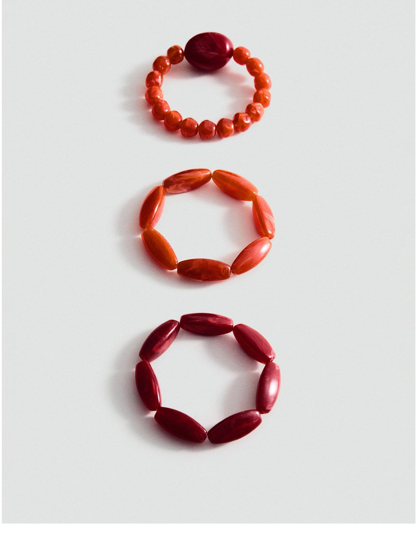 Image 1 of 3 of Mango Set Of 3 Combined Ball Bracelets - Red