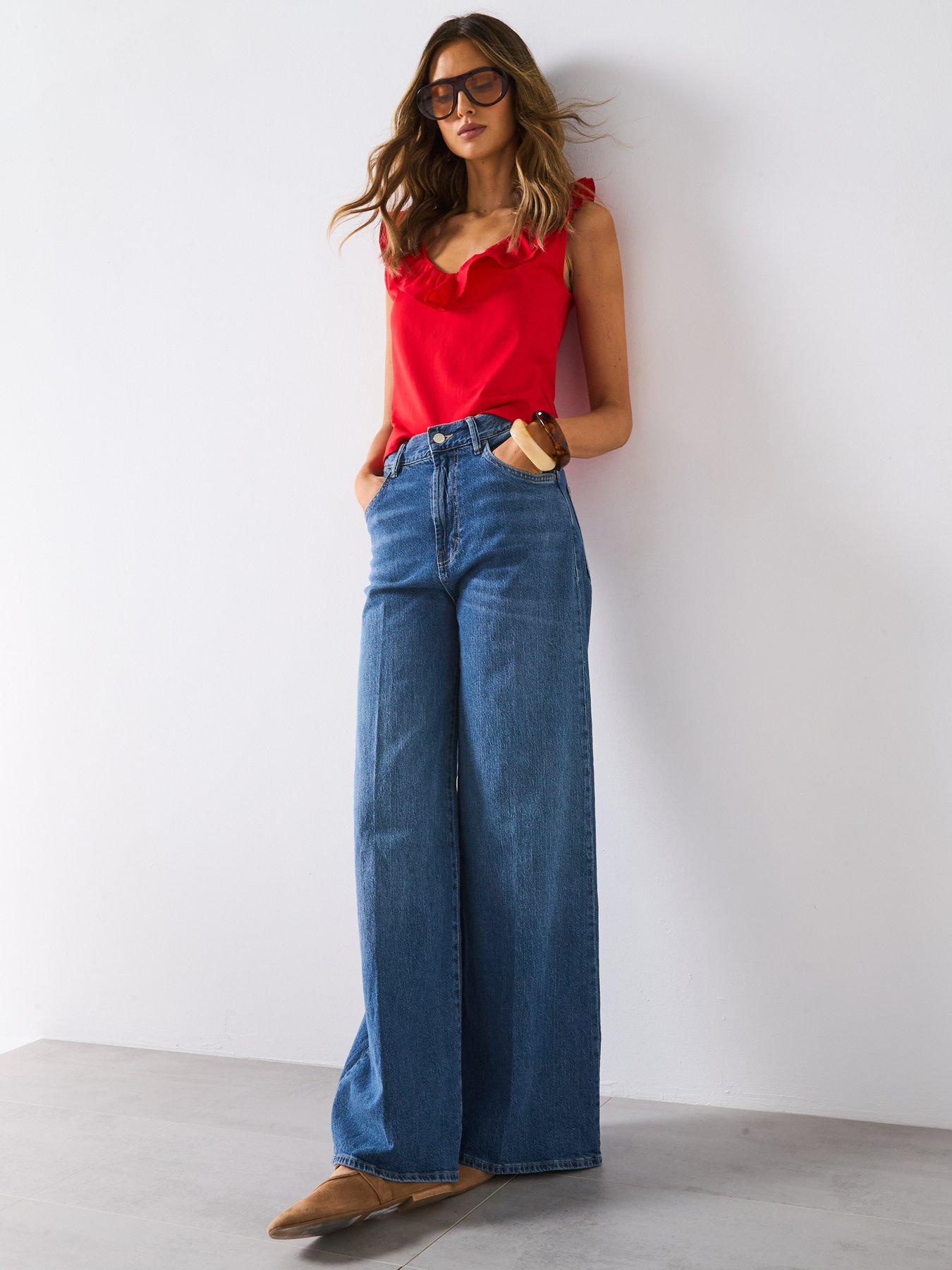 Image 3 of 6 of Mango Cotton Top With Ruffles - Red