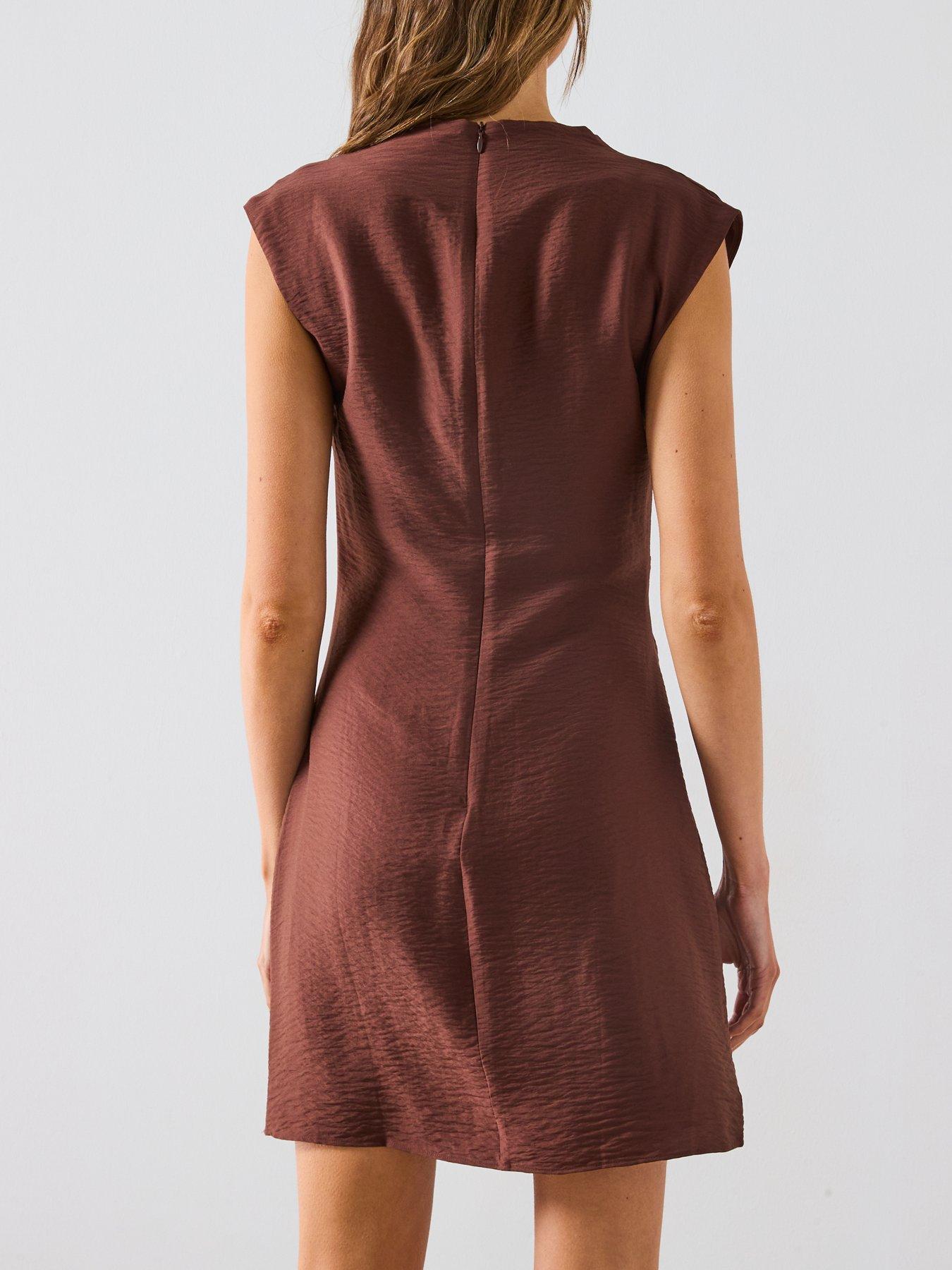 mango-draped-texture-dress-brownstillFront