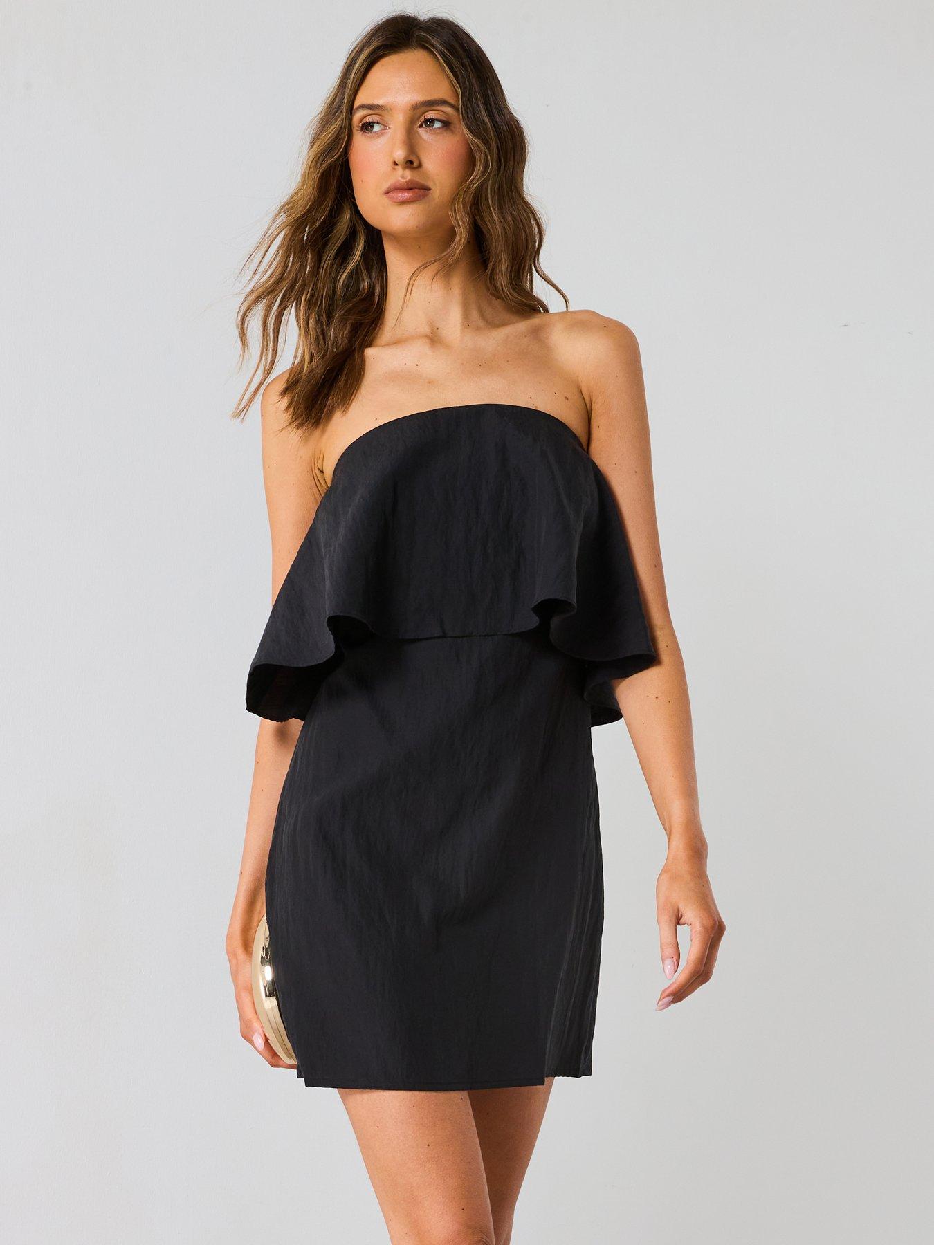 Mango Lyocell Dress With Ruffle - Black