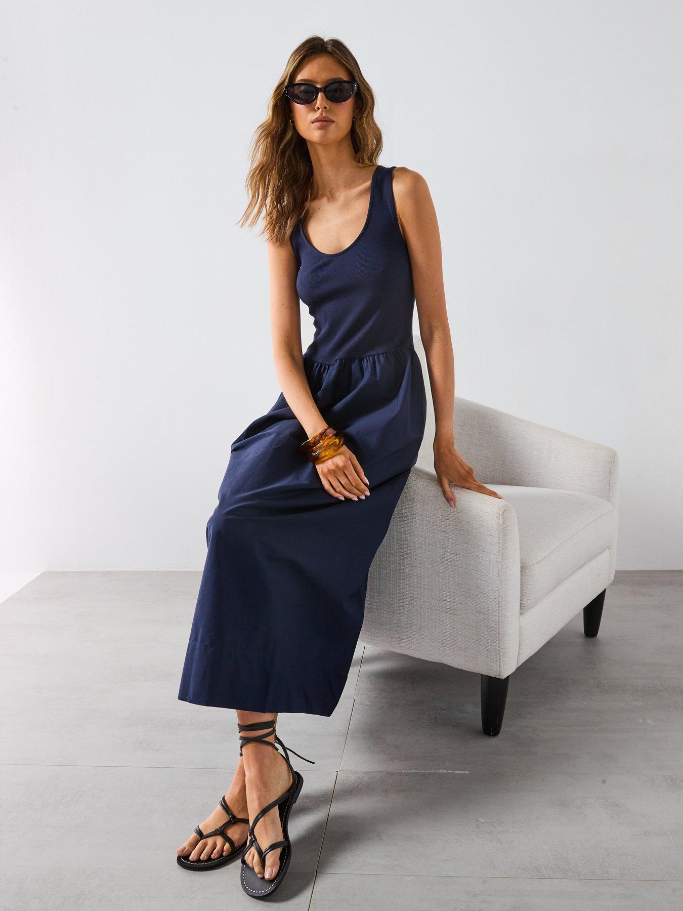 sachin and babi light blue dress MANGO Flared Sleeve Openwork Dress