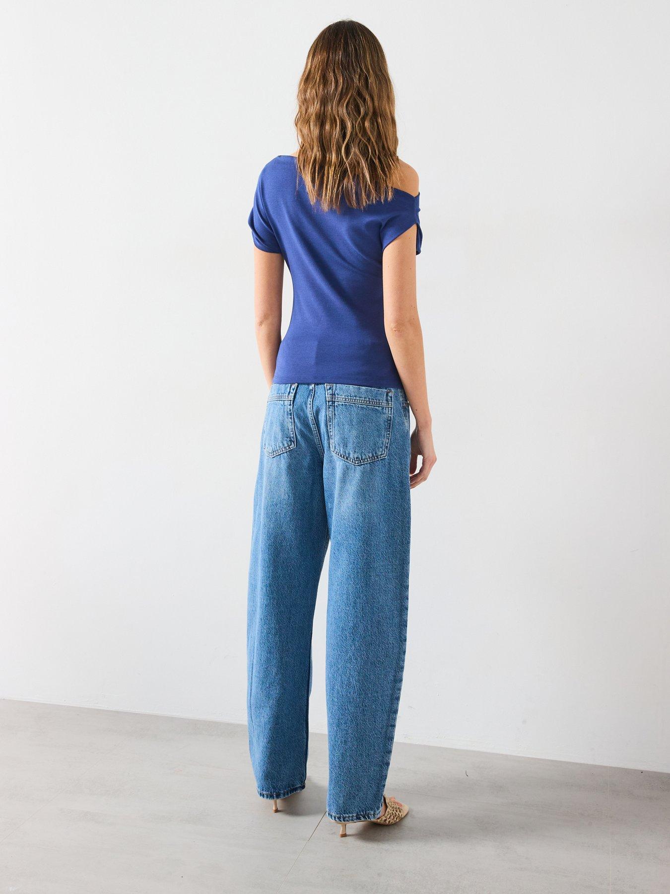 Image 6 of 6 of Mango Asymmetrical Draped Top - Blue