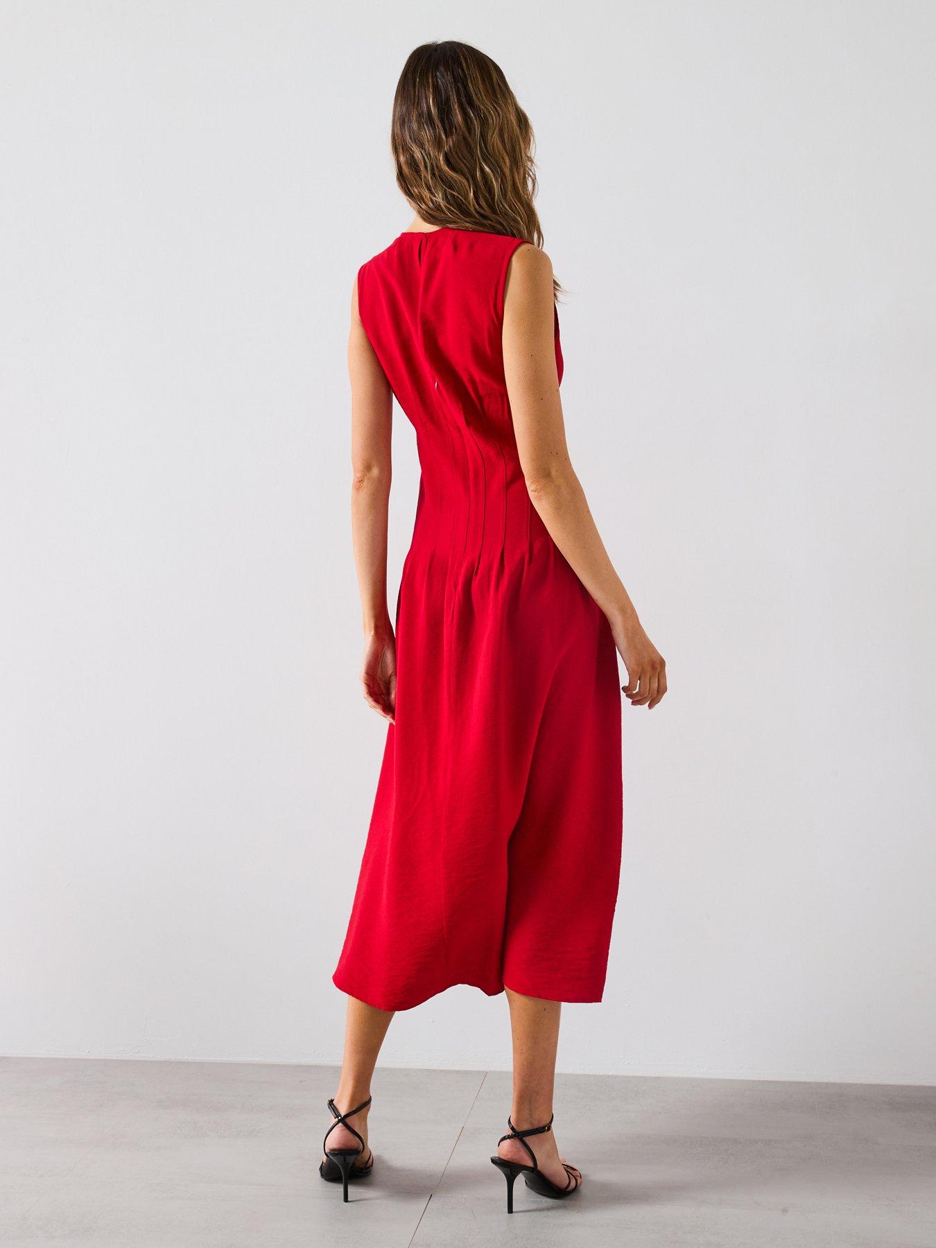 mango-straight-panel-dress-with-darts-redstillFront