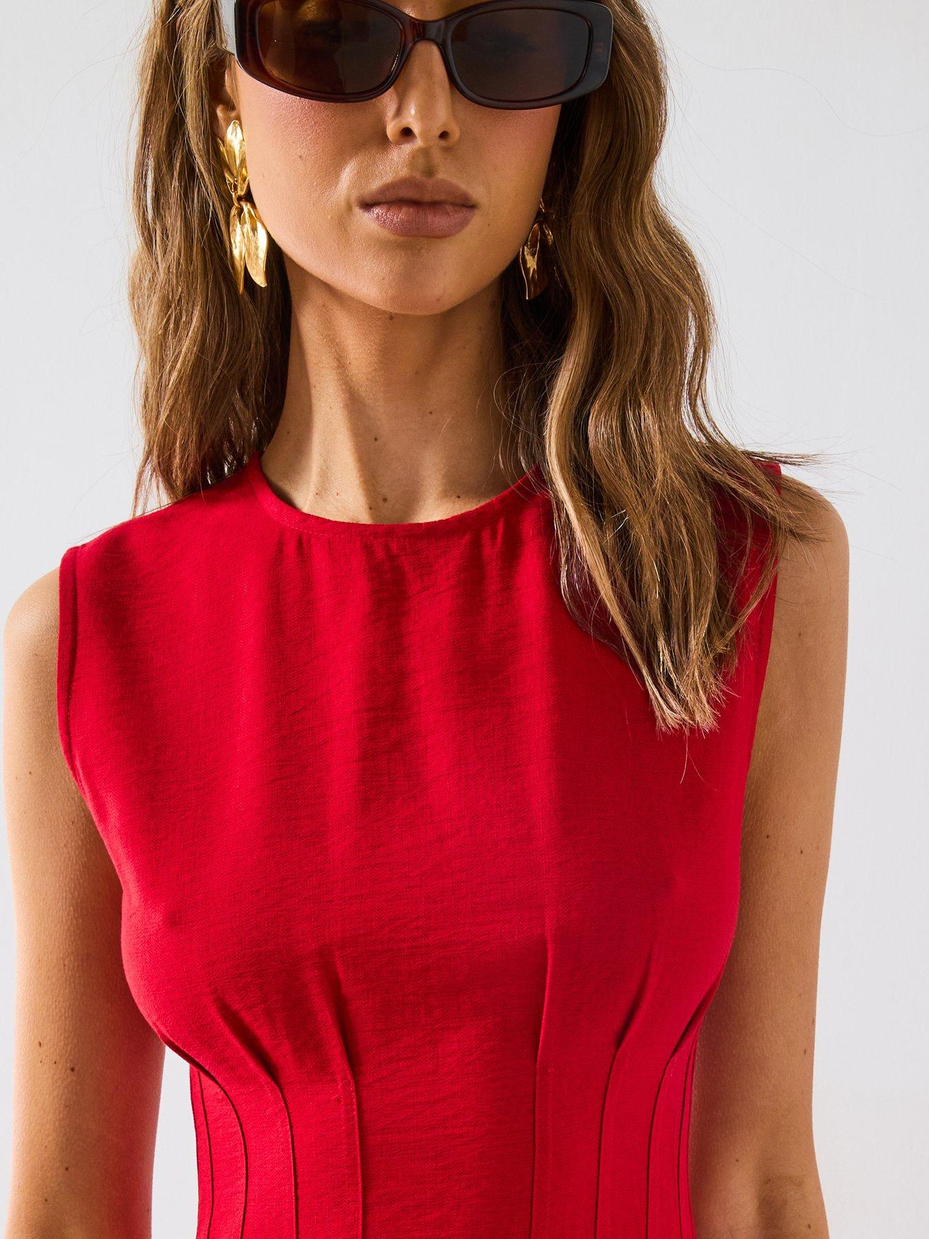 mango-straight-panel-dress-with-darts-reddetail