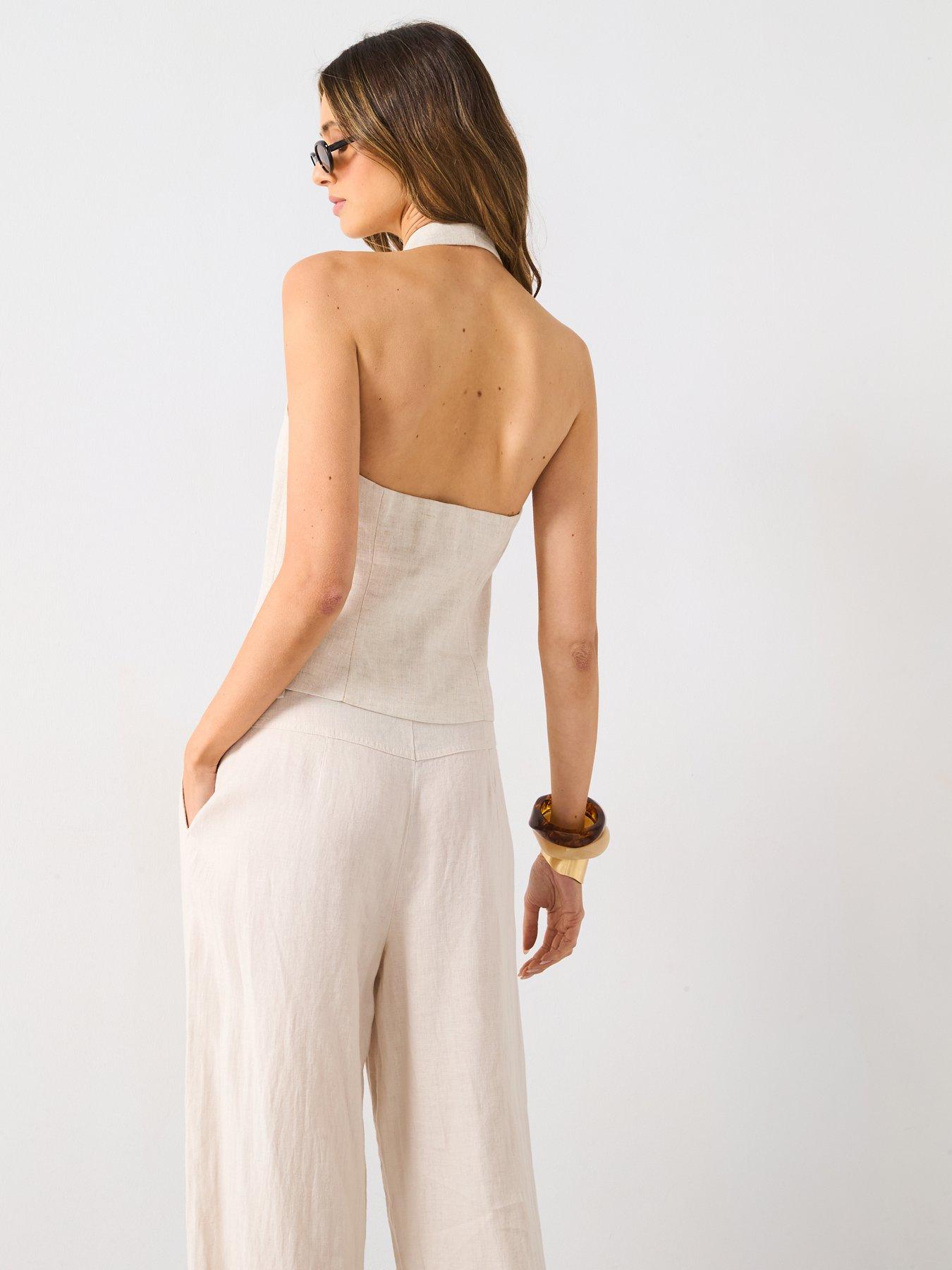 Image 5 of 6 of Mango Linen Suit Waistcoat - Brown