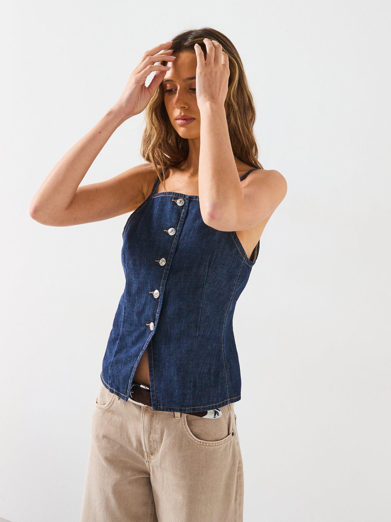 mango-buttoned-denim-top-blueoutfit