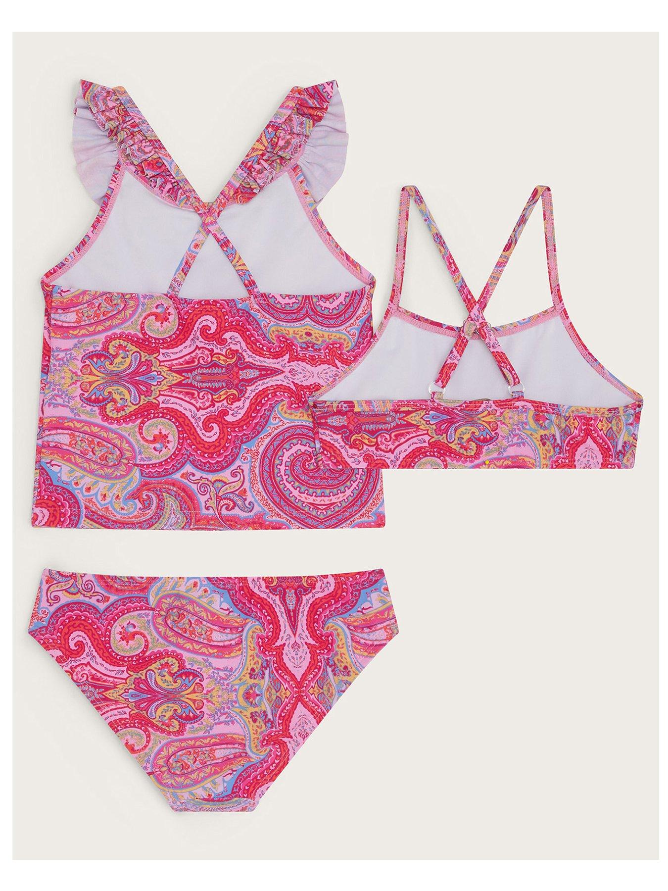 Image 2 of 3 of Monsoon Girls 3 Piece Paisley Swim Set - Pink