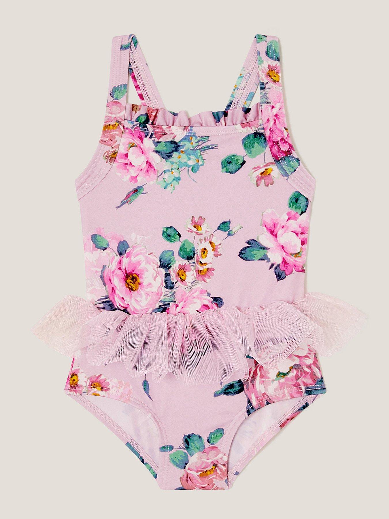 undefined Baby Girls Peony Print Tutu Swimsuit - Pink