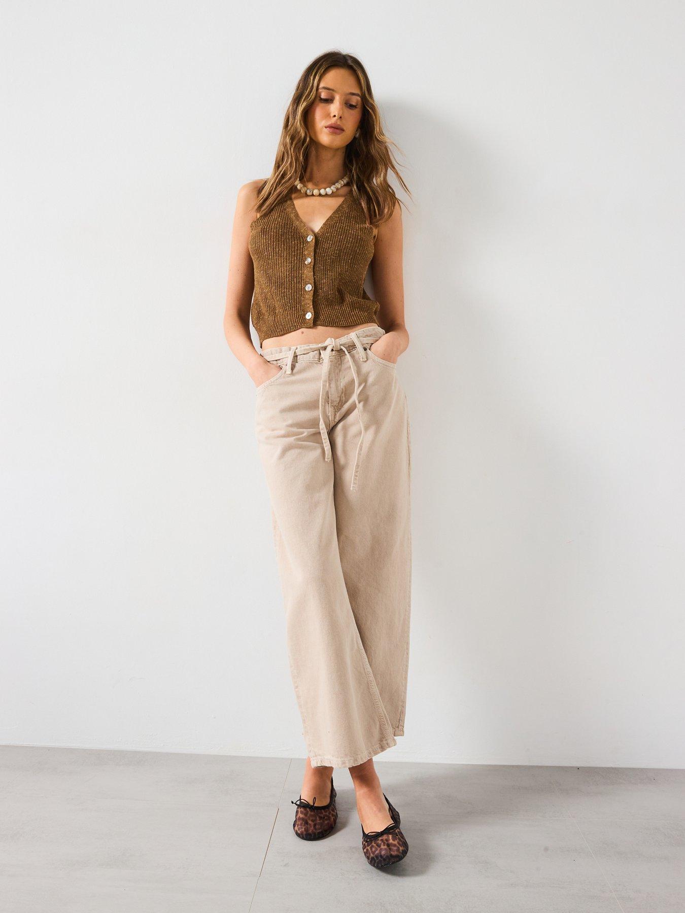 Image 3 of 6 of Mango Chunky-Knit Waistcoat With Buttons - Brown