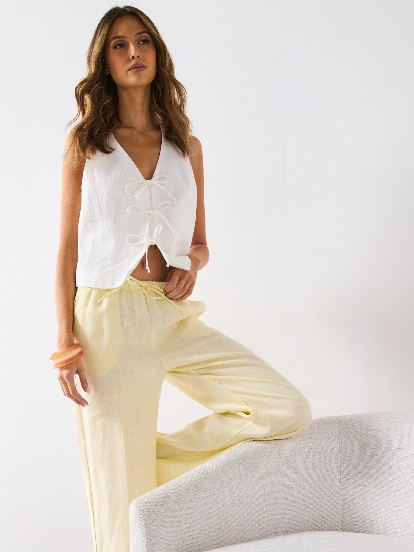 mango-straight-linen-pants-with-bow-yellowdetail