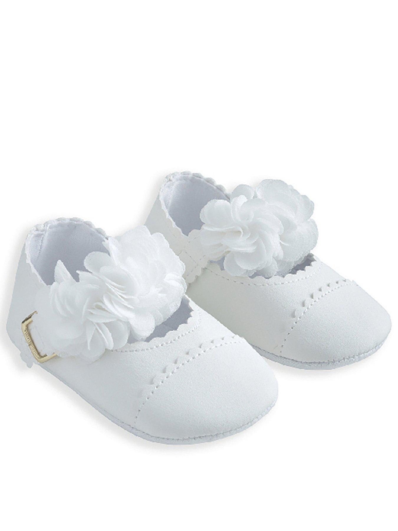 Image of Mamas & Papas Baby Girls 3d Flower Ballet Shoes - White