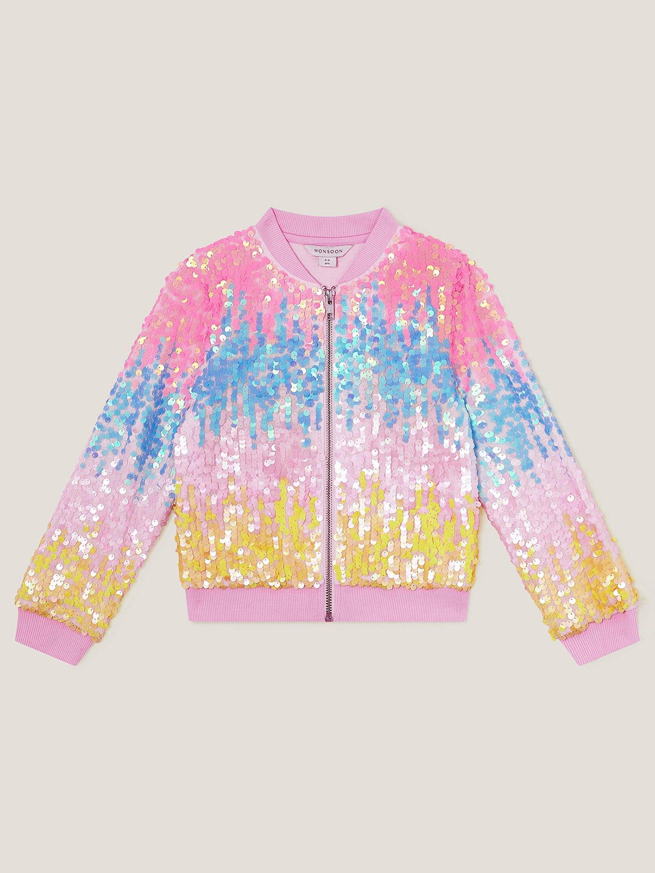Image of Monsoon Girls Sequin Ombre Bomber Jacket - Multi